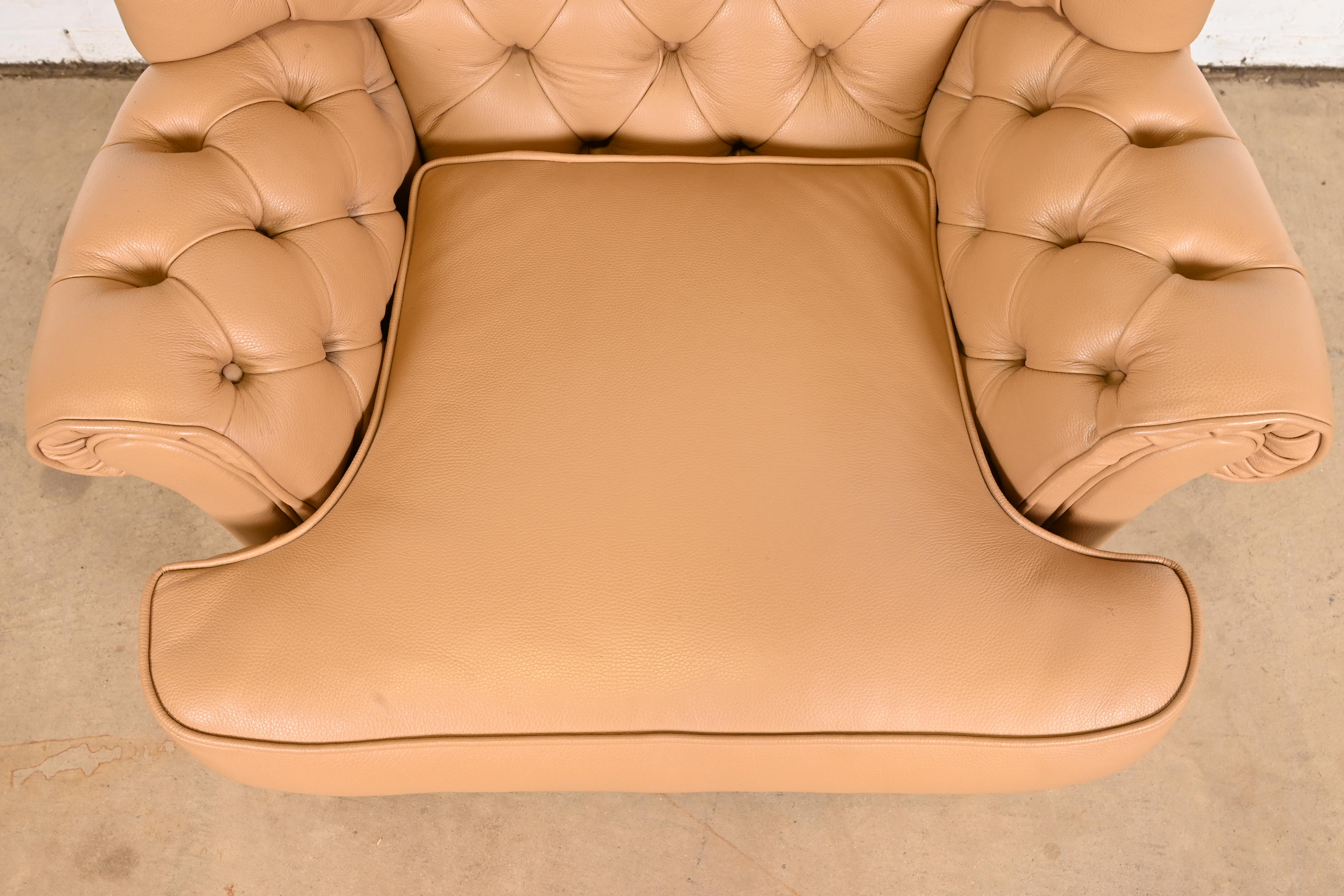 Vintage Tufted Leather Chesterfield Wingback Lounge Chair - Image 8