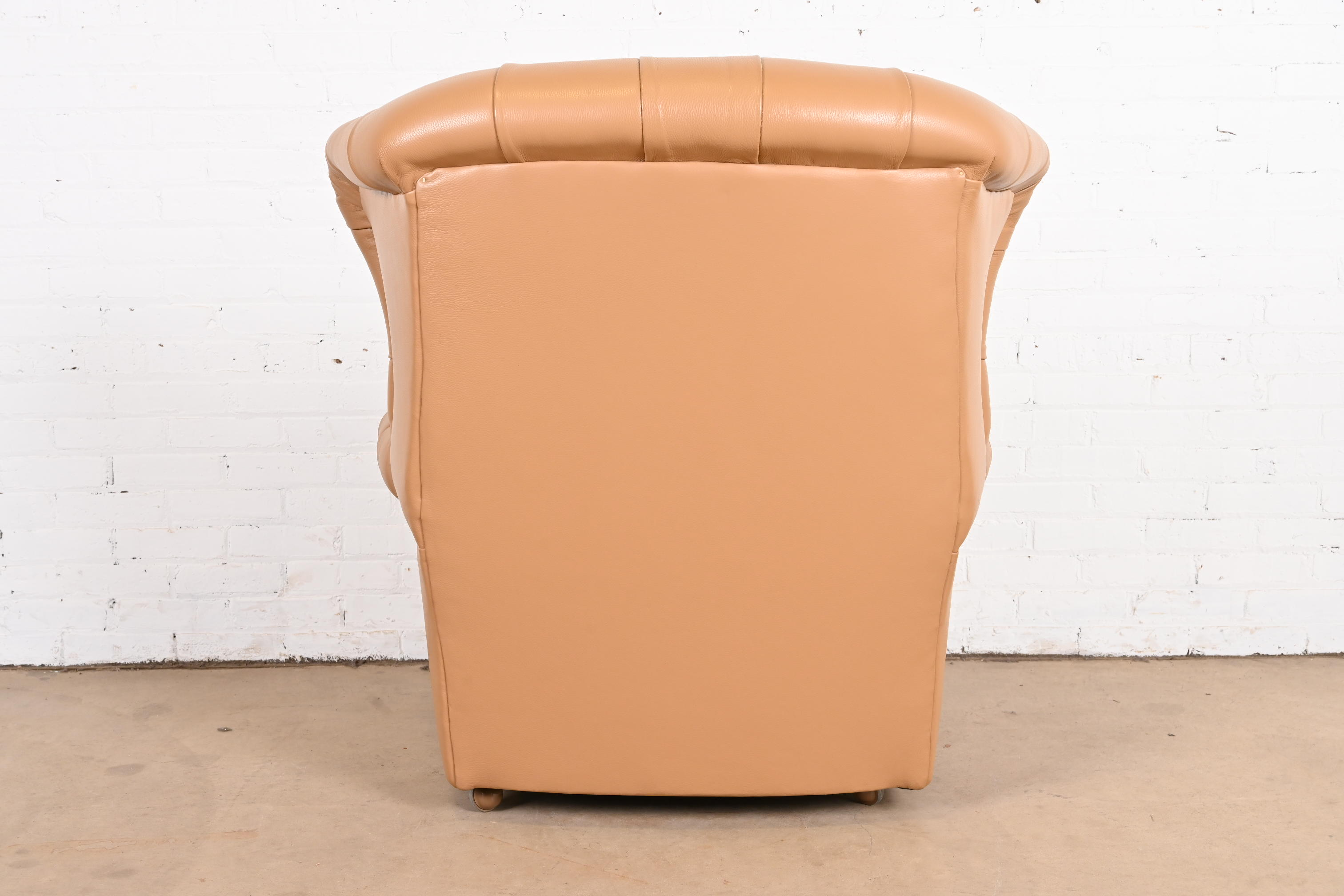 Vintage Tufted Leather Chesterfield Wingback Lounge Chair - Image 11