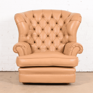 Vintage Tufted Leather Chesterfield Wingback Lounge Chair