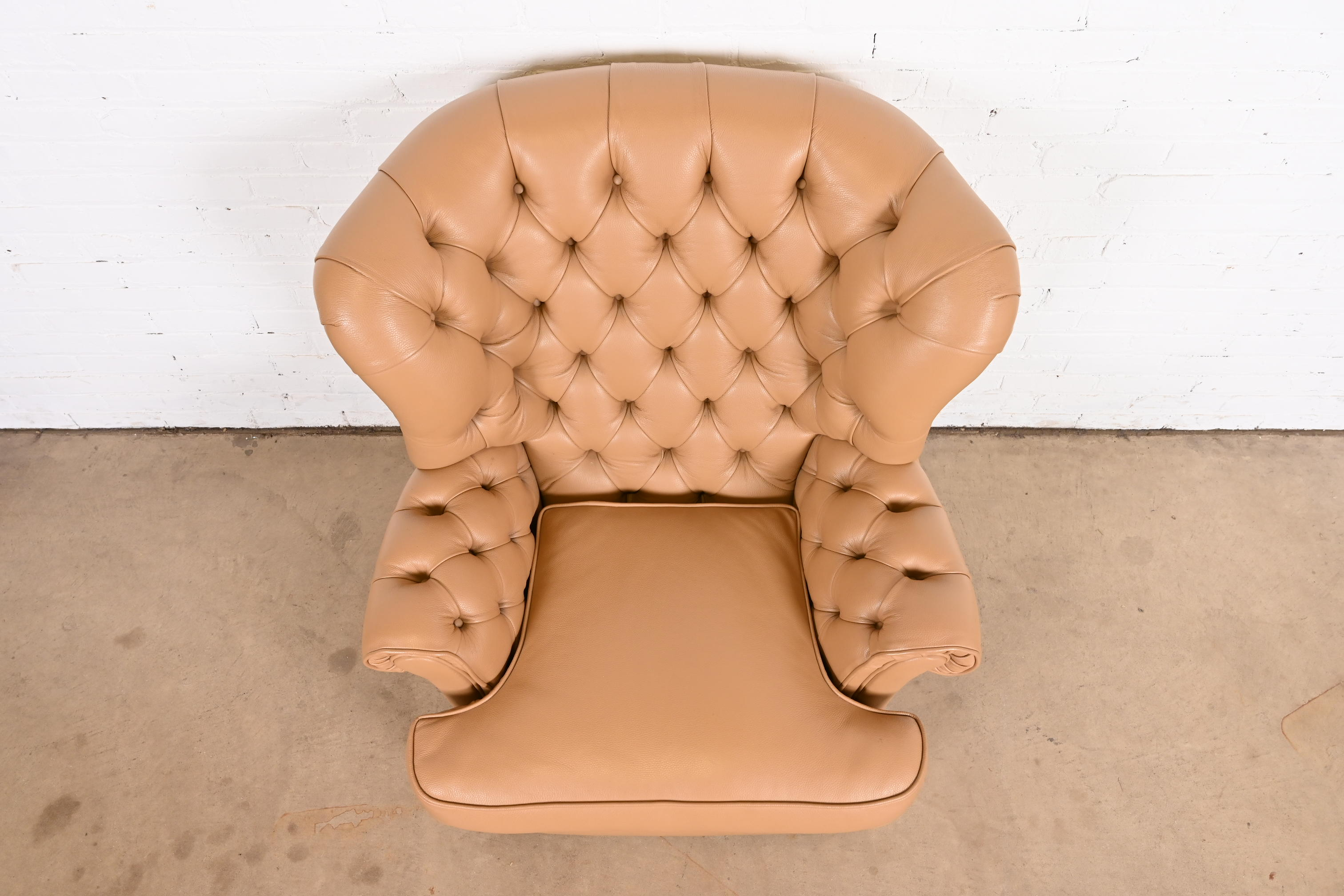 Vintage Tufted Leather Chesterfield Wingback Lounge Chair - Image 6