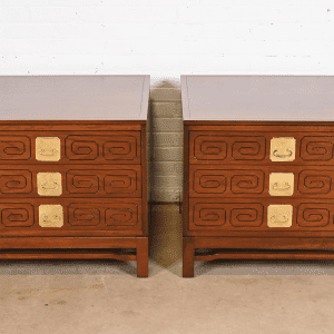 Widdicomb Mid-Century Modern Hollywood Regency Walnut Bedside Chests, Newly Refinished