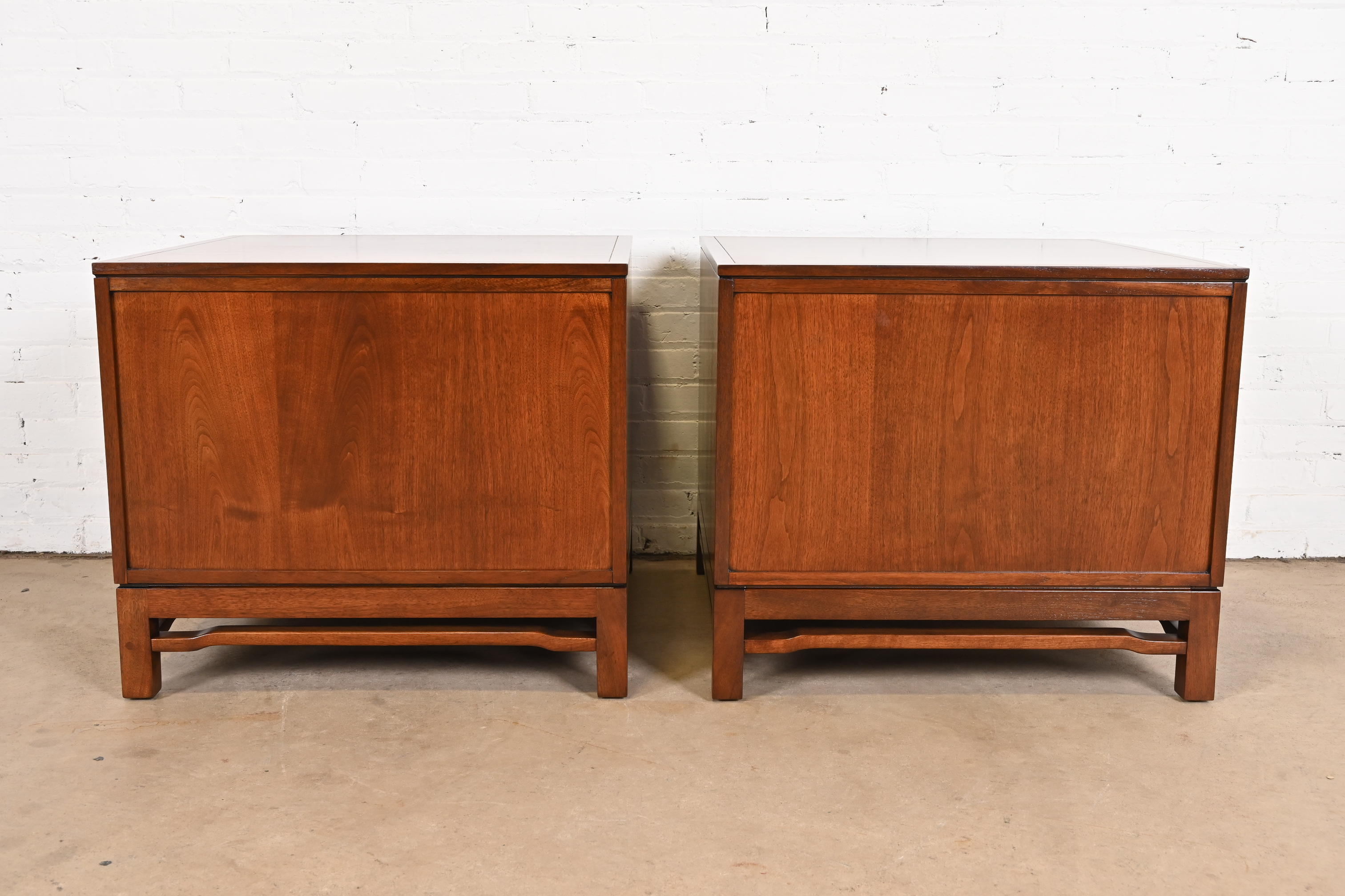 Widdicomb Mid-Century Modern Hollywood Regency Walnut Bedside Chests, Newly Refinished - Image 12