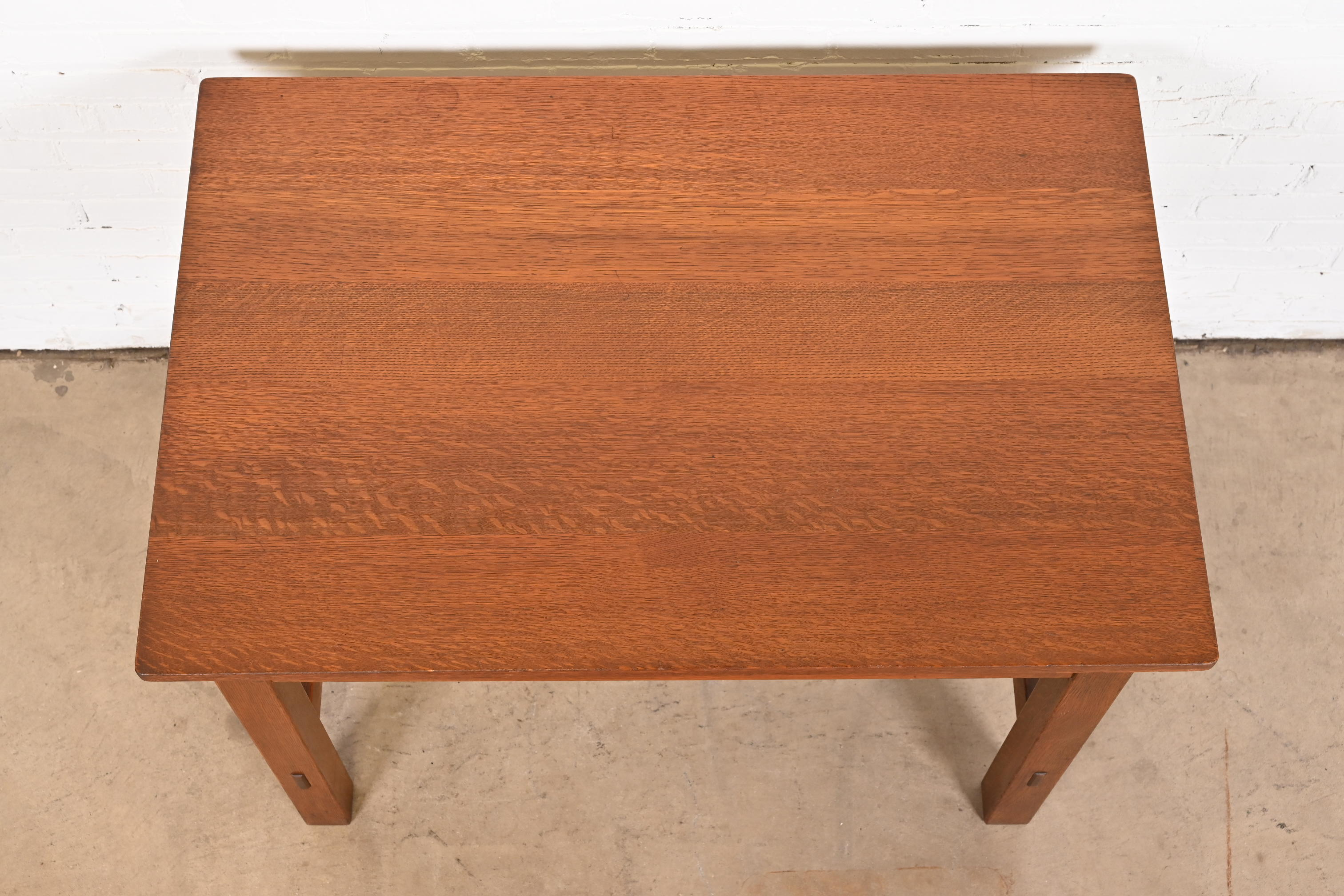 Antique Stickley Mission Oak Arts & Crafts Desk or Library Table, Circa 1900 - Image 10