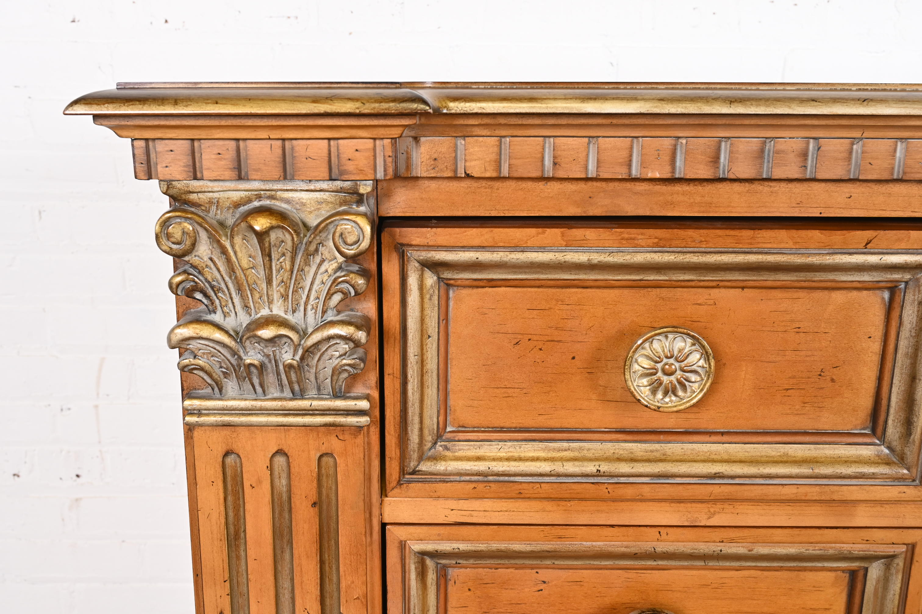Century Furniture Italian Neoclassical Maple and Parcel Gilt Dresser Chest - Image 9