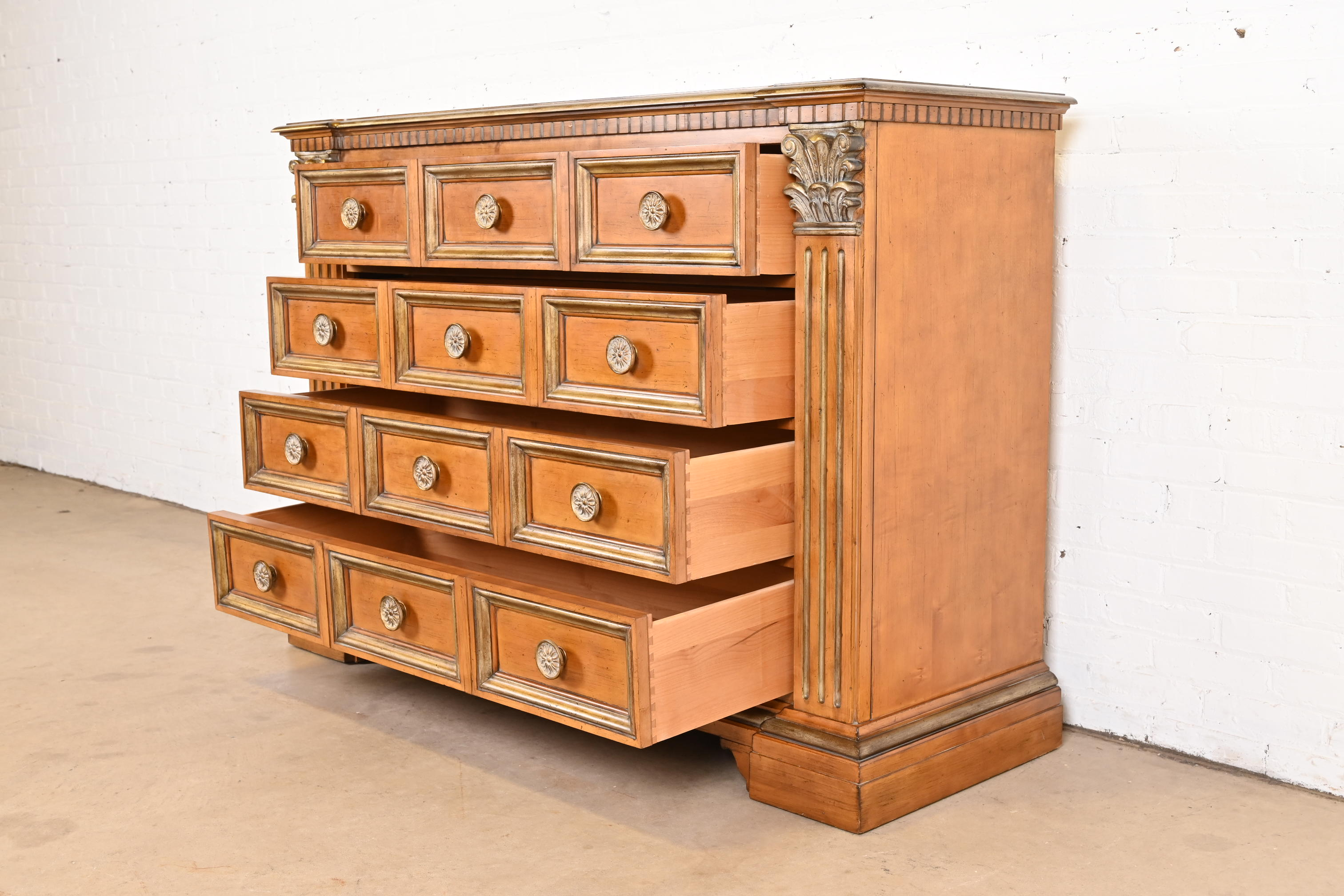 Century Furniture Italian Neoclassical Maple and Parcel Gilt Dresser Chest - Image 5