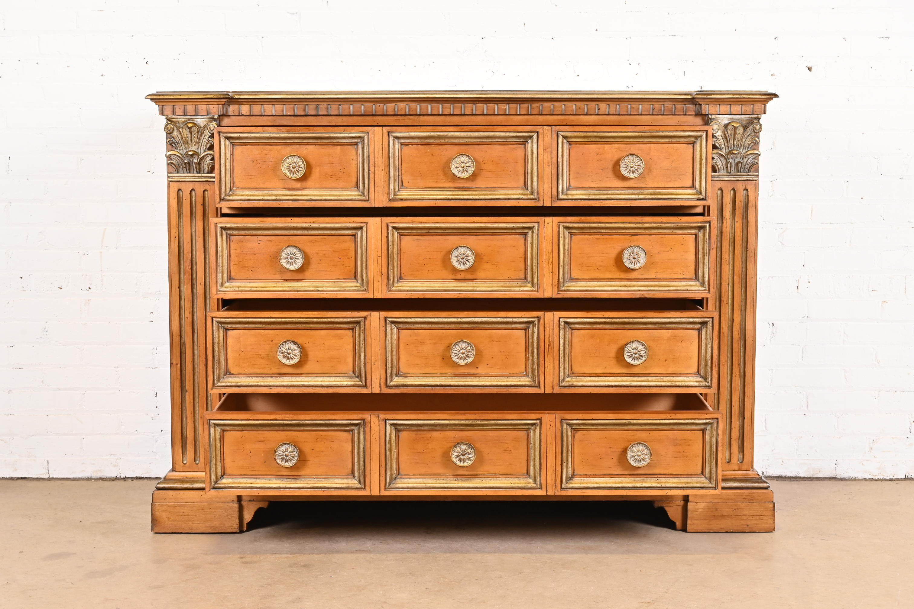 Century Furniture Italian Neoclassical Maple and Parcel Gilt Dresser Chest - Image 4