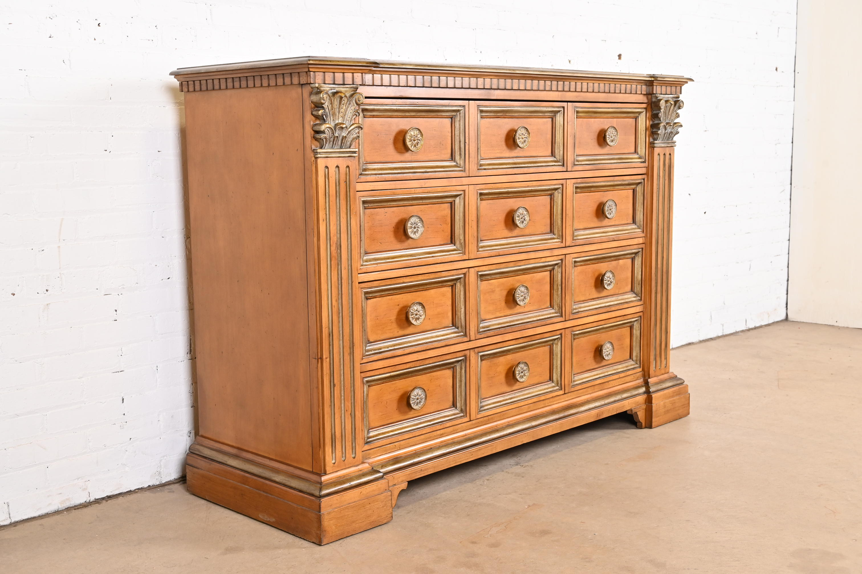 Century Furniture Italian Neoclassical Maple and Parcel Gilt Dresser Chest - Image 3
