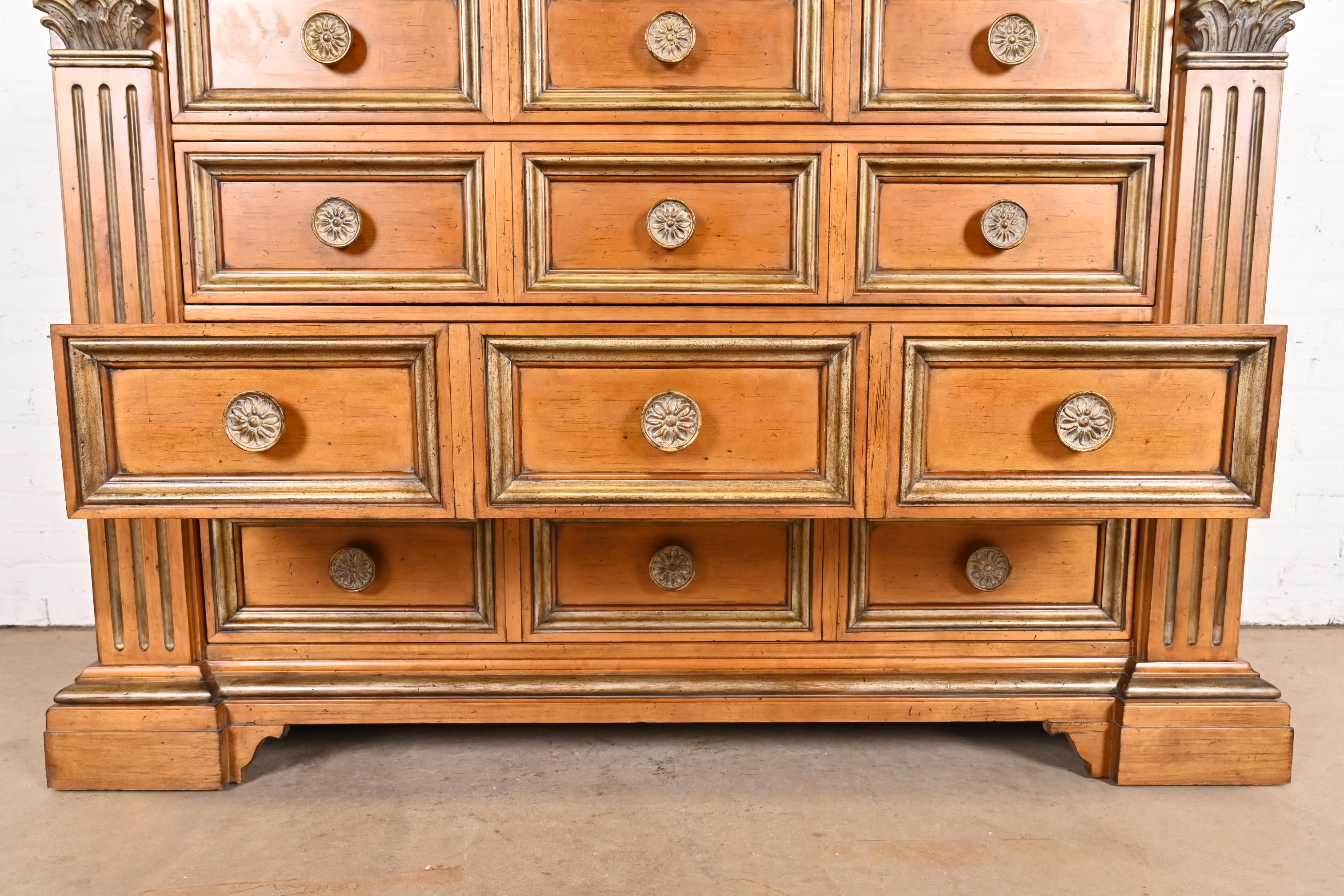 Century Furniture Italian Neoclassical Maple and Parcel Gilt Dresser Chest - Image 6