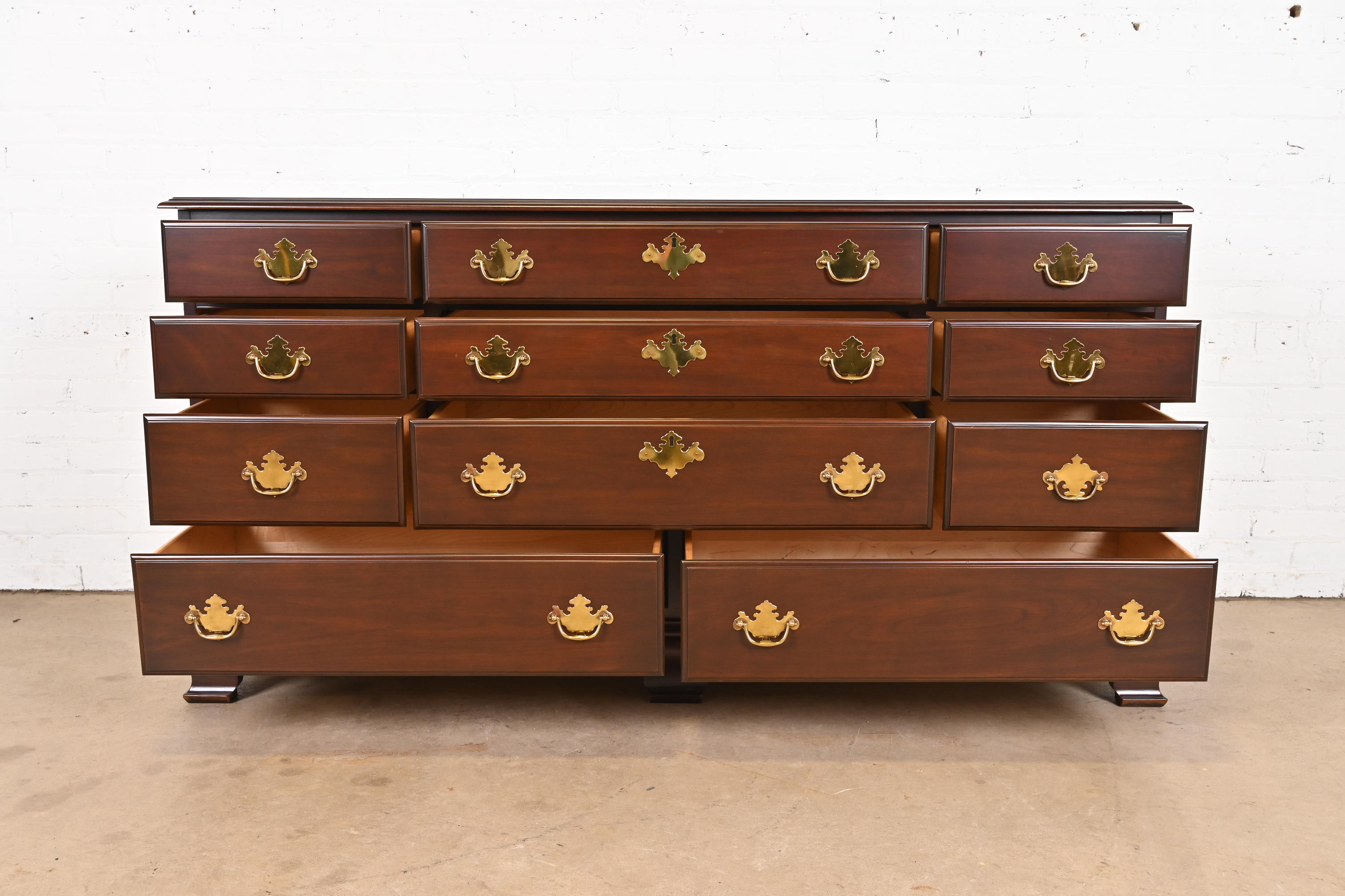 Harden Furniture Georgian Carved Solid Cherry Wood Long Dresser, Newly Restored - Image 4