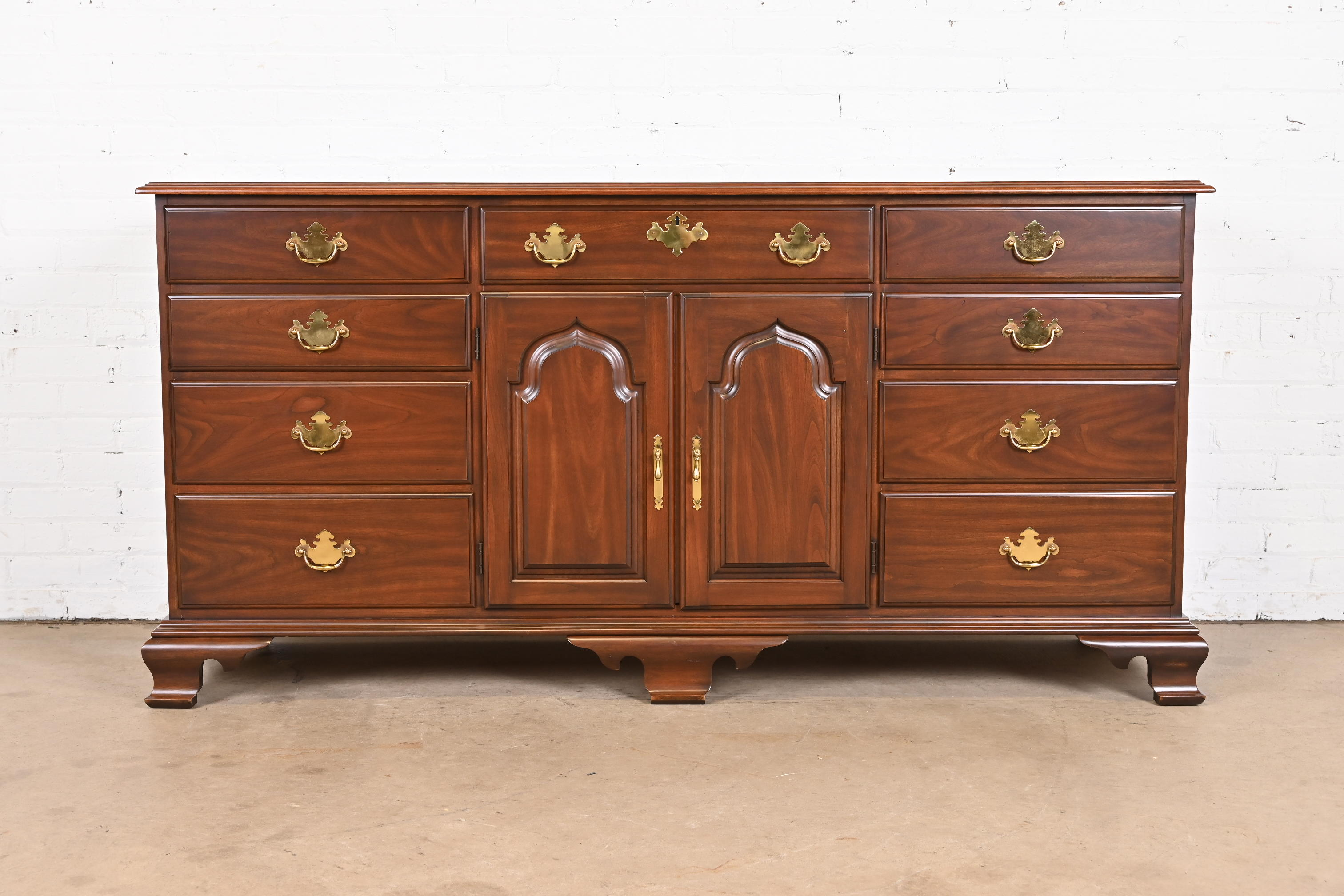 Harden Furniture Georgian Solid Cherry Wood Long Dresser, Newly Restored