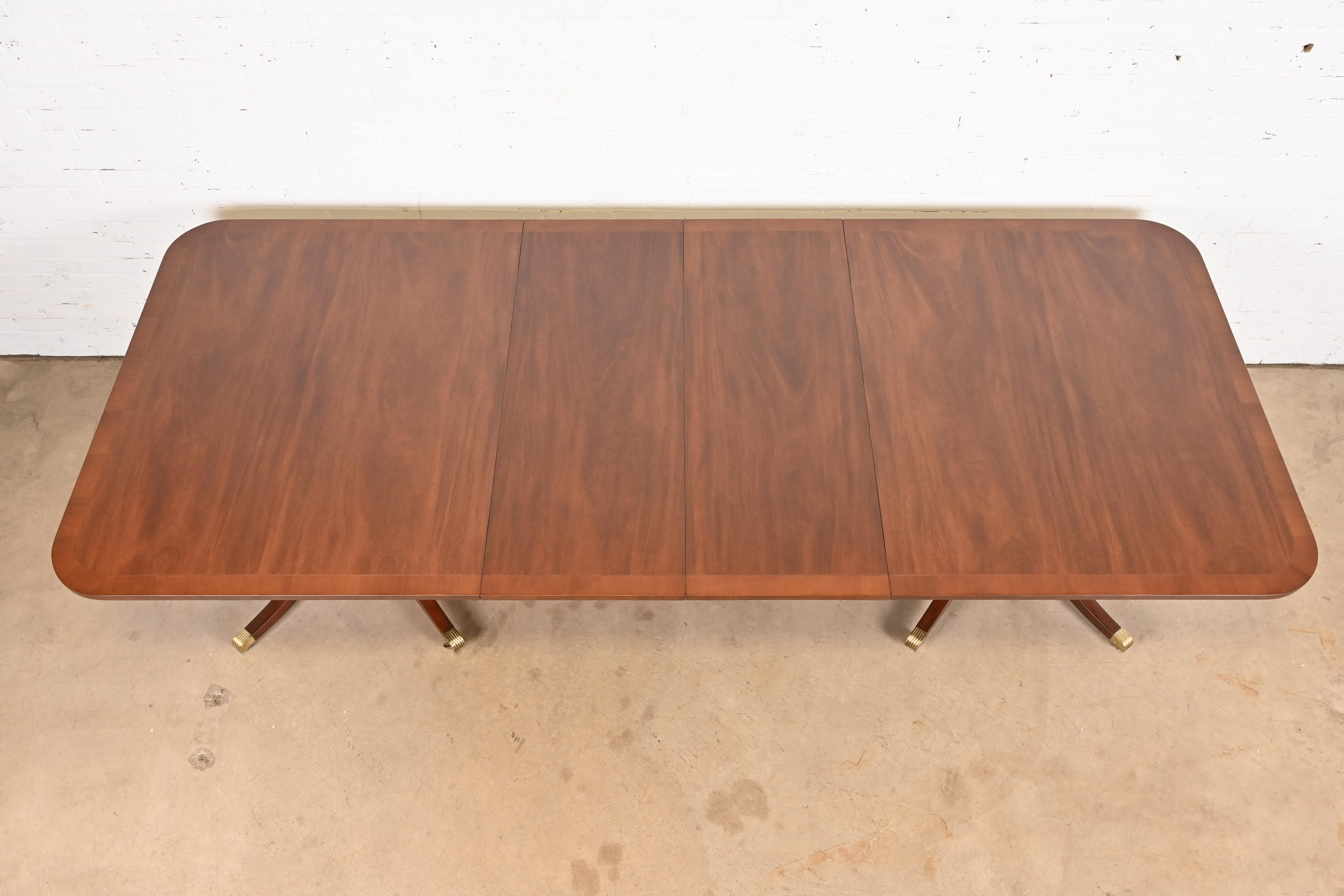 Kittinger Georgian Banded Mahogany Double Pedestal Extension Dining Table, Newly Refinished - Image 7