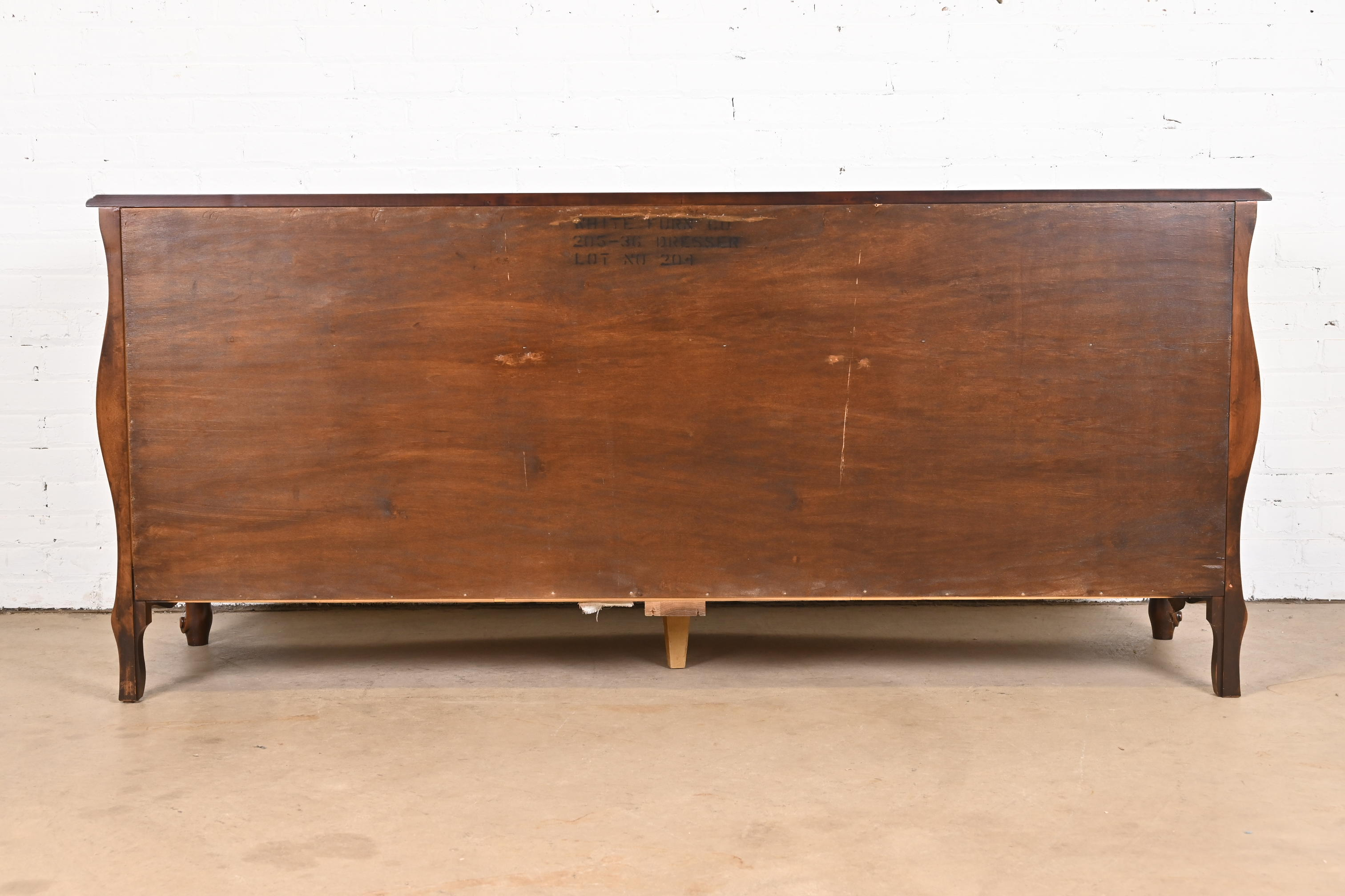 French Provincial Louis XV Carved Cherry Wood Triple Dresser by White Furniture, Newly Refinished - Image 12