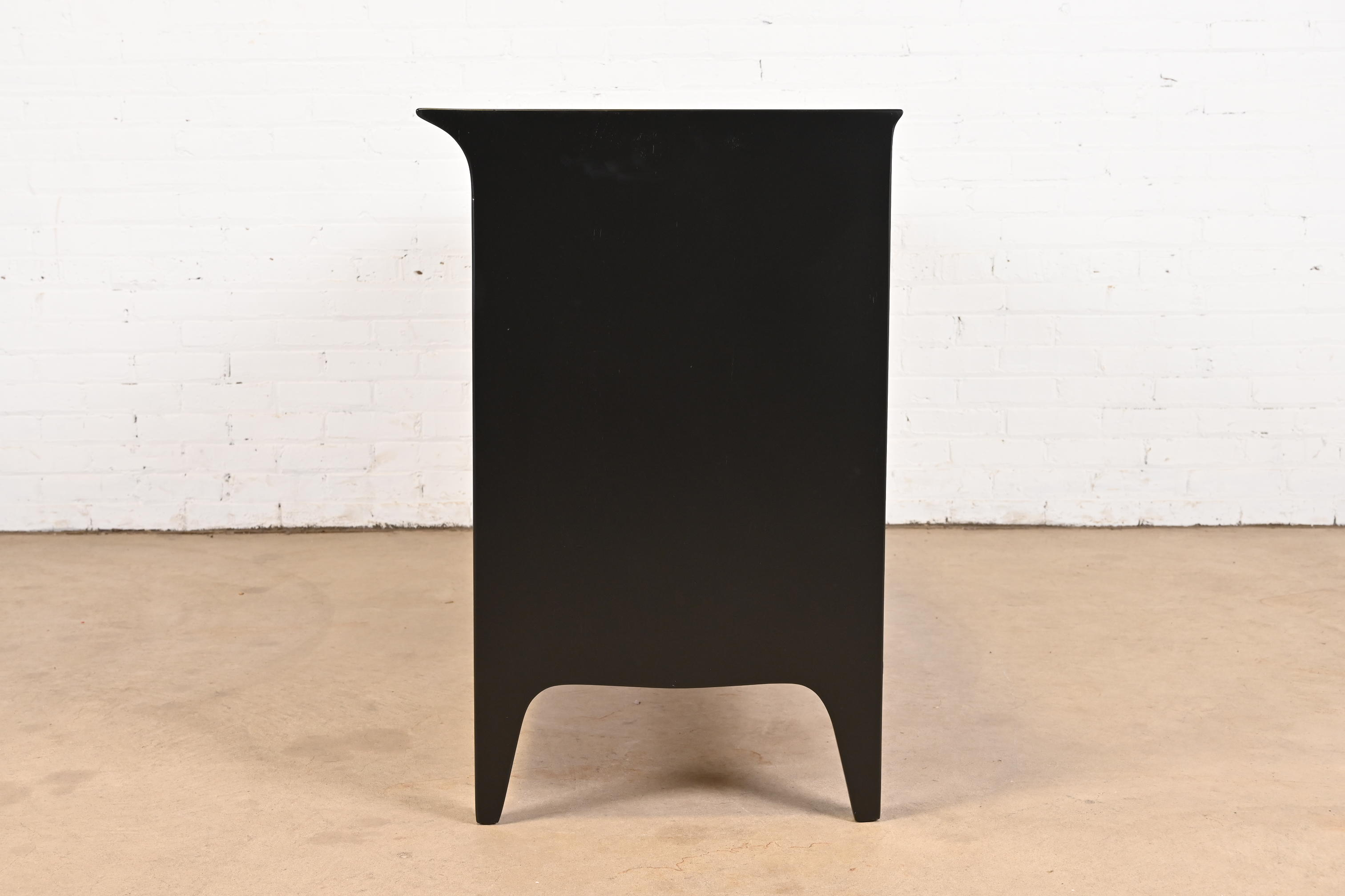 John Van Koert for Drexel Profile Mid-Century Modern Black Lacquered Dresser or Credenza, Newly Refinished - Image 11