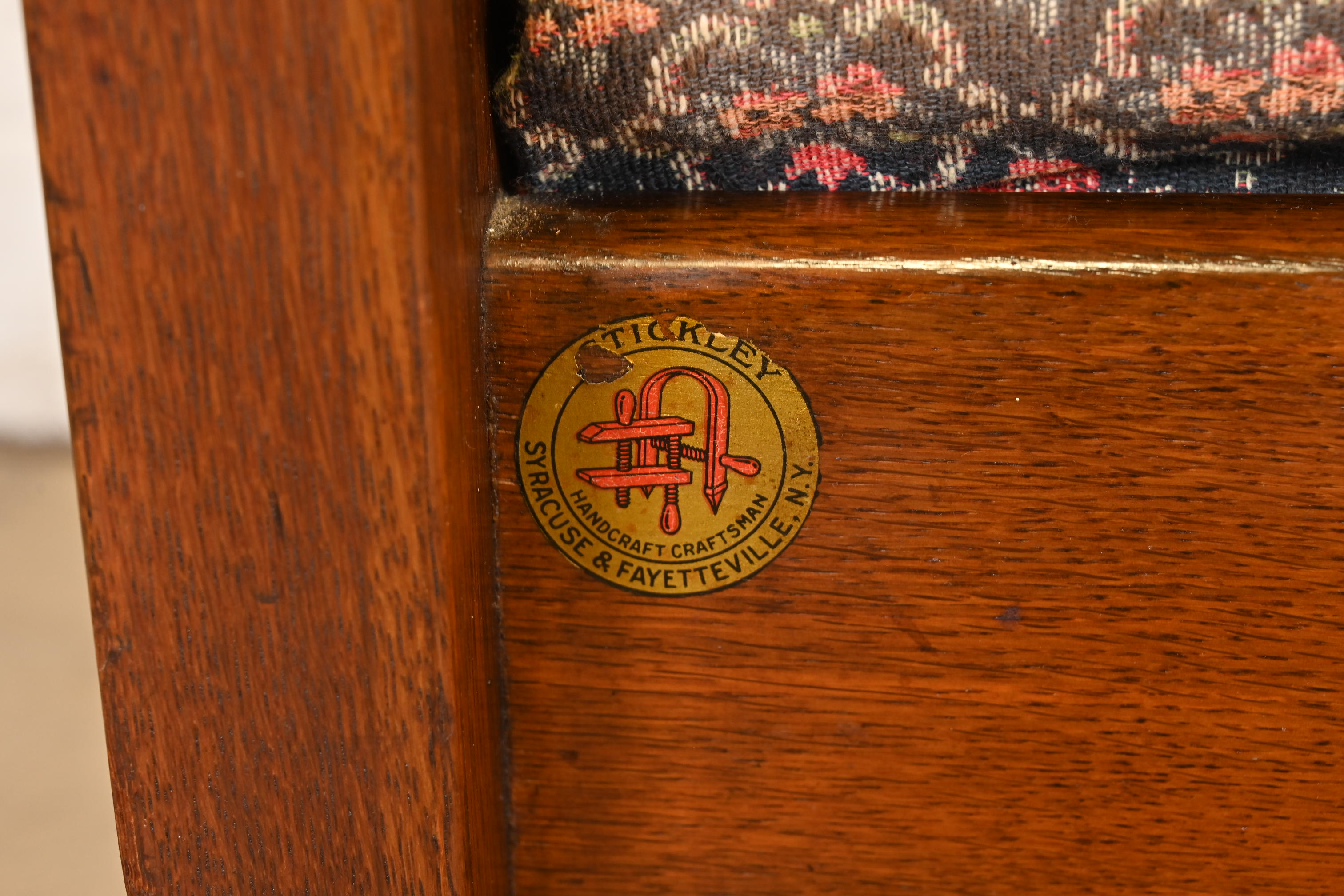 Antique L. & J. G. Stickley Mission Oak Arts & Crafts Open Arm Settee or Loveseat, Circa 1900 - Image 11