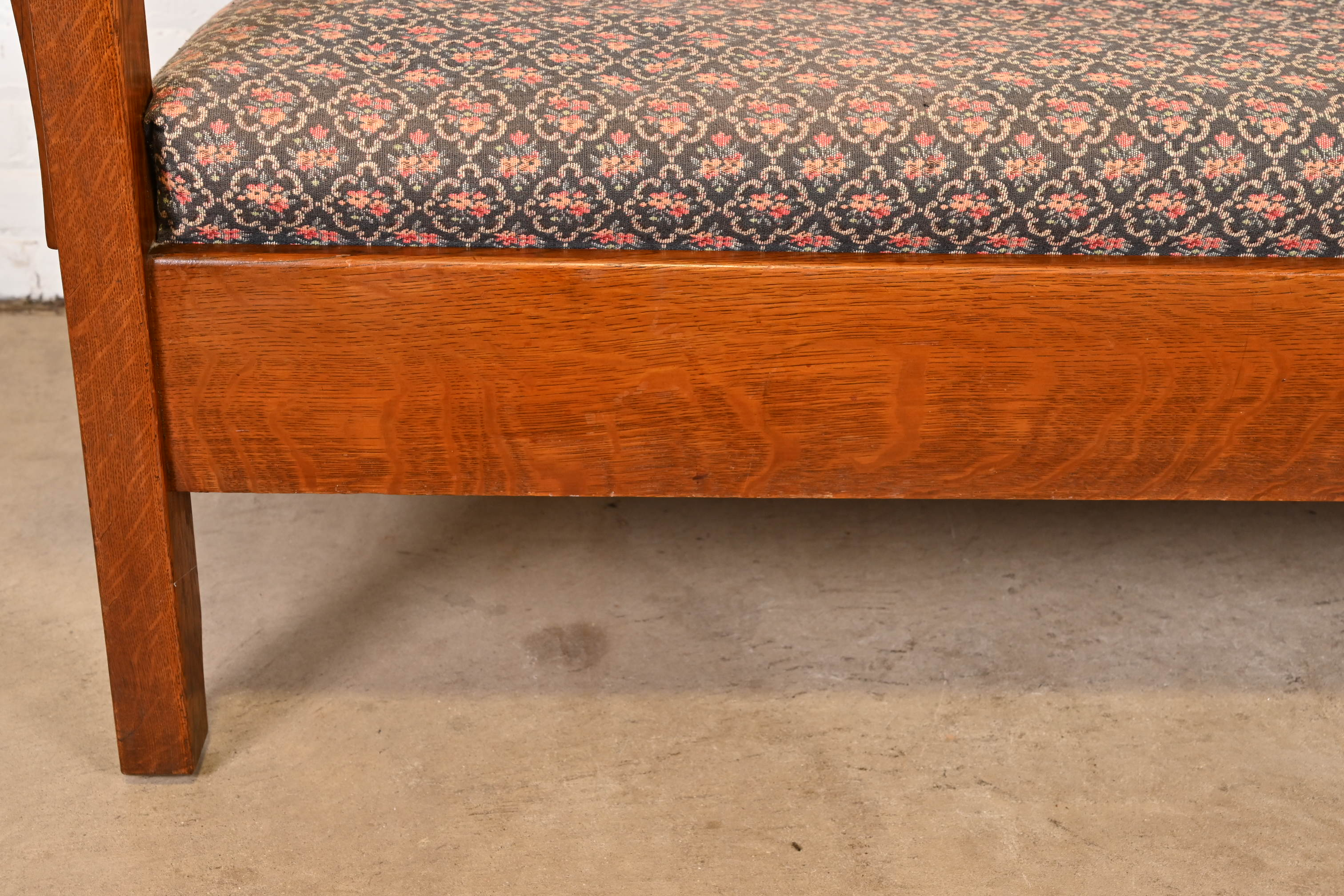Antique L. & J. G. Stickley Mission Oak Arts & Crafts Open Arm Settee or Loveseat, Circa 1900 - Image 8