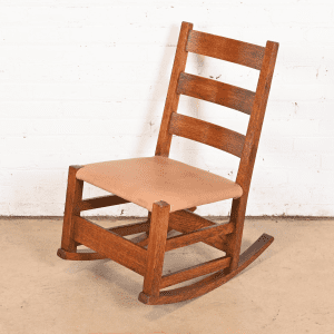 Gustav Stickley Mission Oak Arts & Crafts Sewing Rocking Chair, Circa 1900