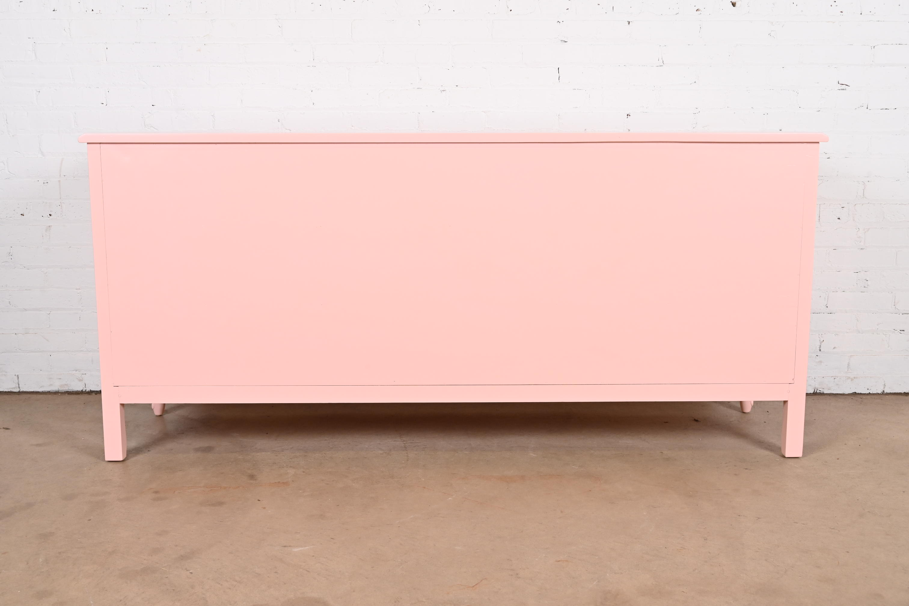 Henredon French Provincial Louis XV Pink Lacquered Triple Dresser, Newly Refinished - Image 11