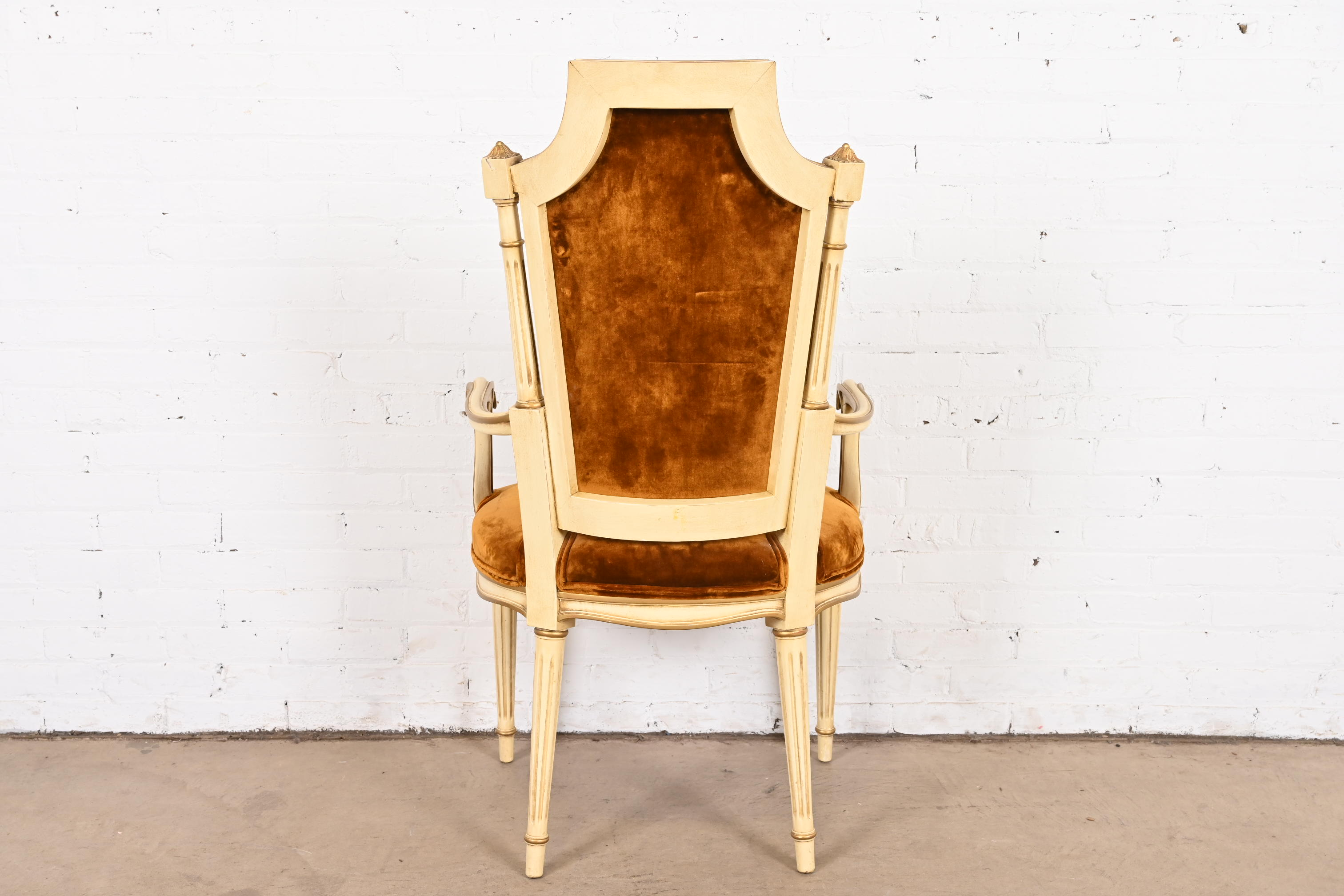 Karges French Regency Louis XVI Cream Painted and Gold Gilt Cane Back Dining Chairs, Set of Eight - Image 10