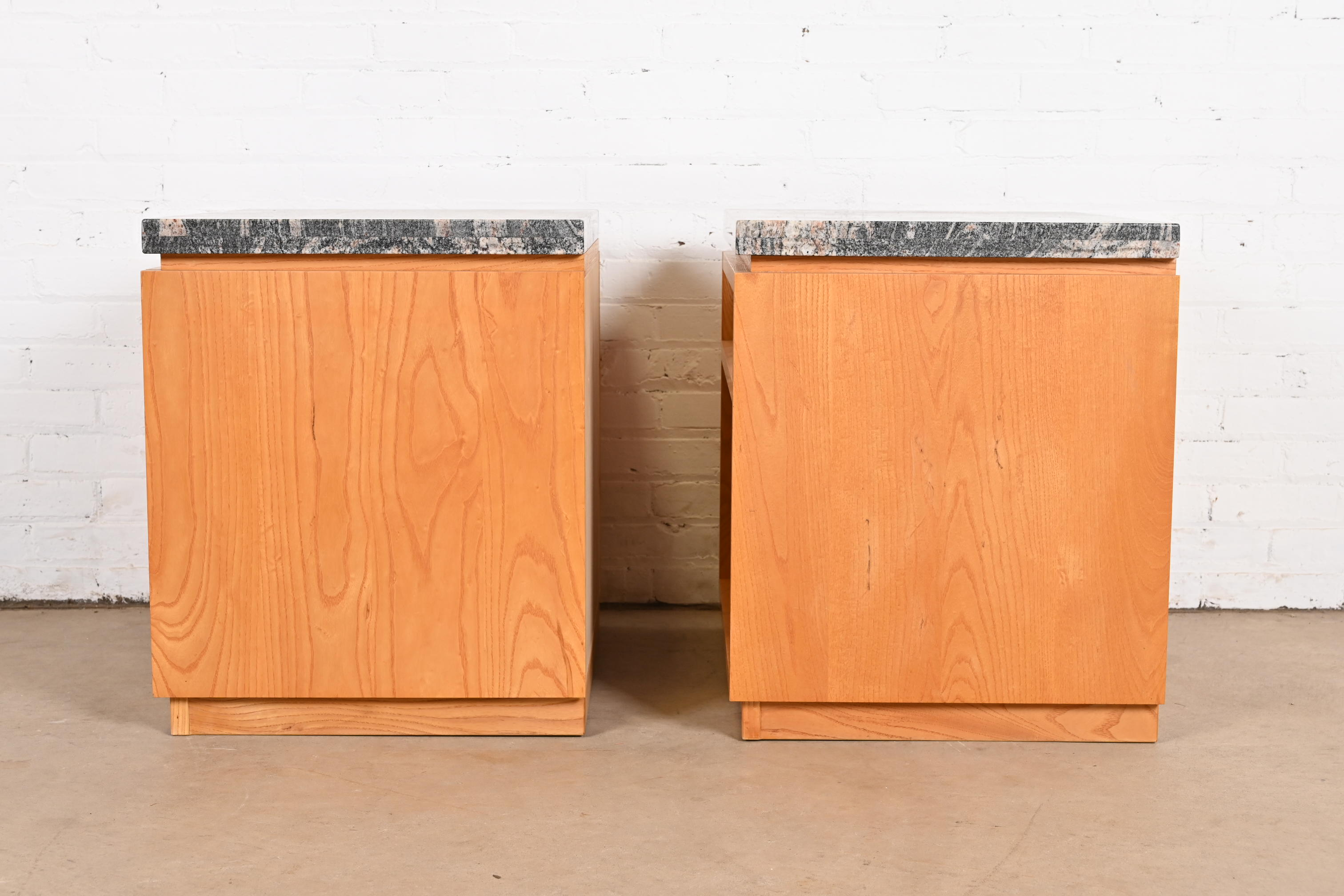 Studio Crafted Rustic Lodge Inlaid Pine Marble Top Nightstands, Pair - Image 11