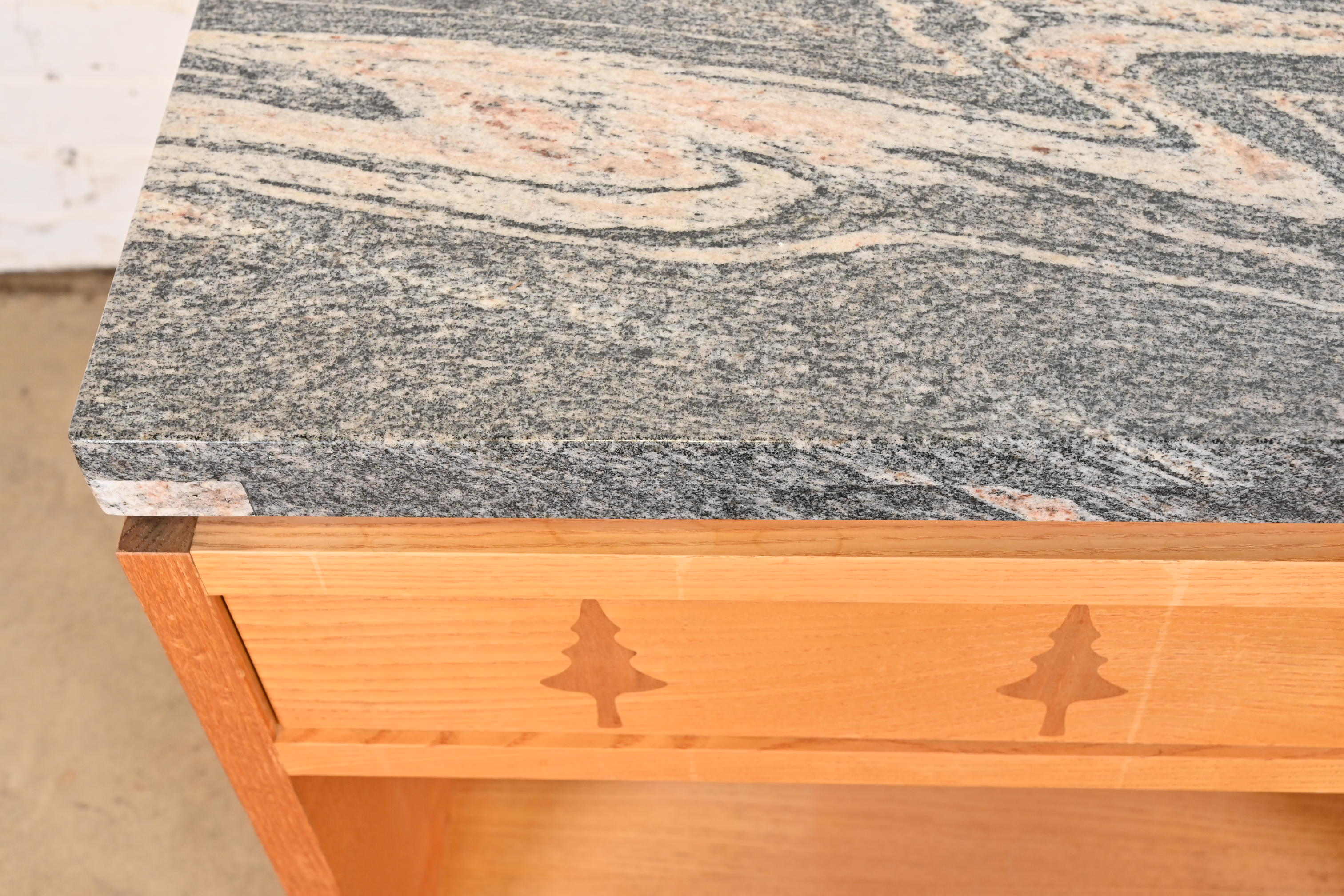 Studio Crafted Rustic Lodge Inlaid Pine Marble Top Nightstands, Pair - Image 10