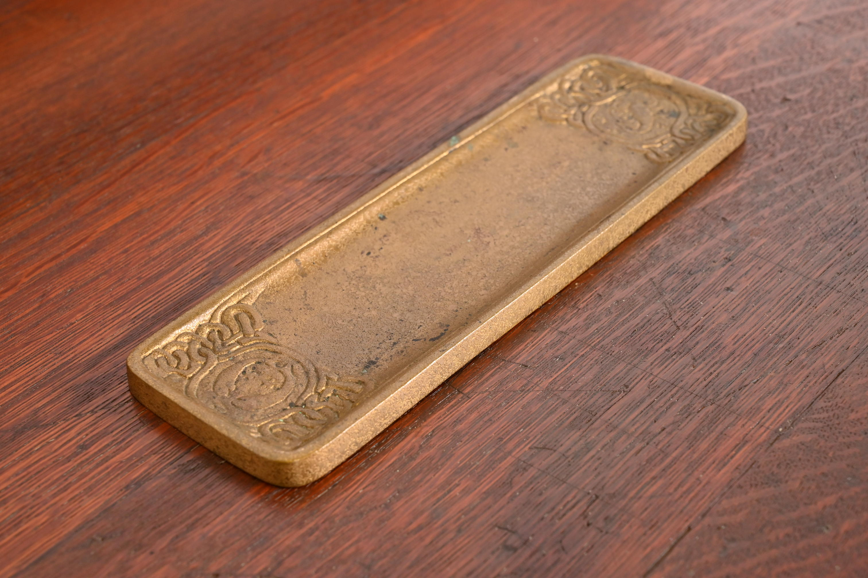 Tiffany Studios New York "Zodiac" Bronze Doré Pen Tray - Image 5