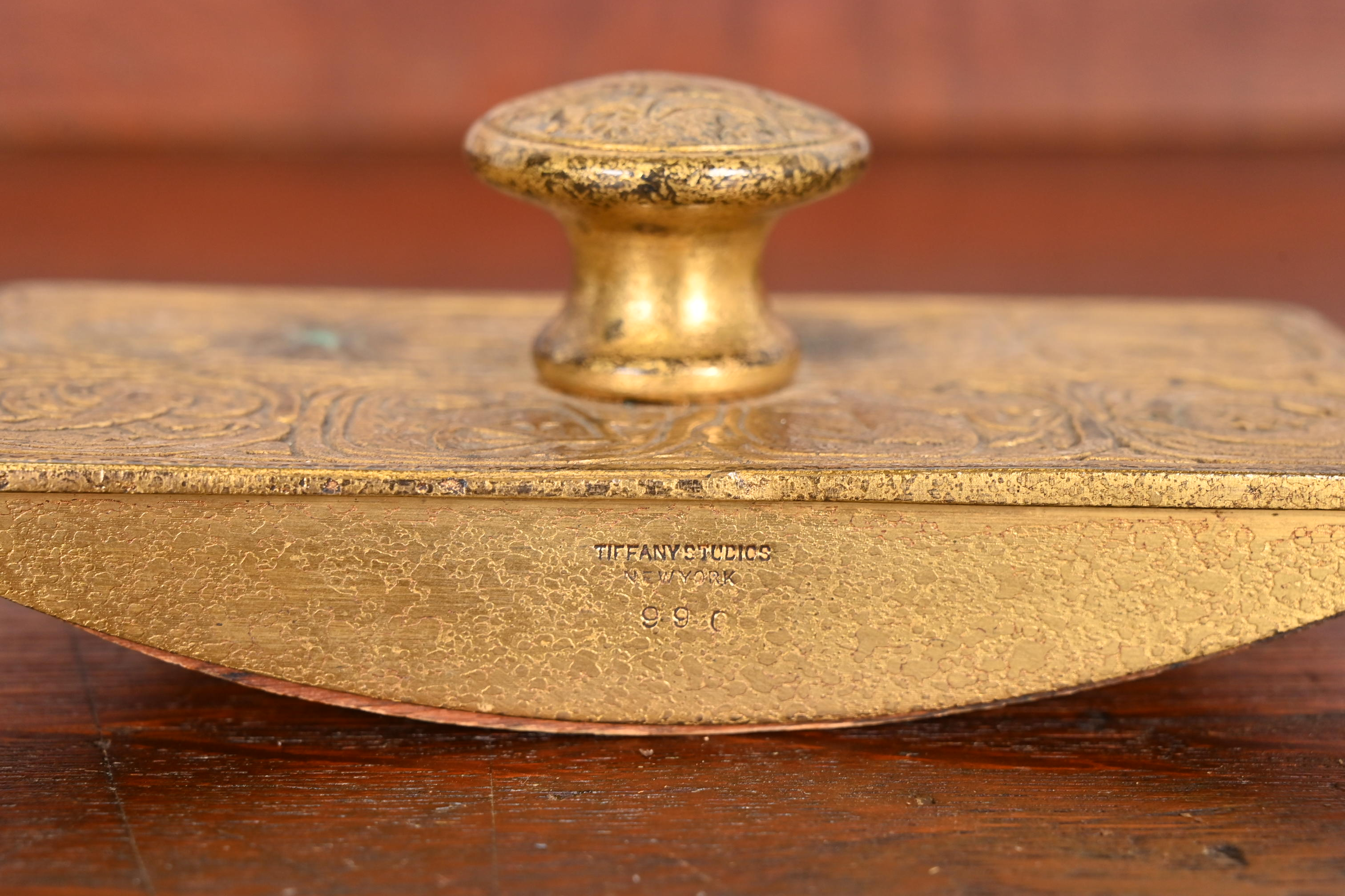 Tiffany Studios New York "Zodiac" Bronze Doré Rocker Blotter, Circa 1910 - Image 8