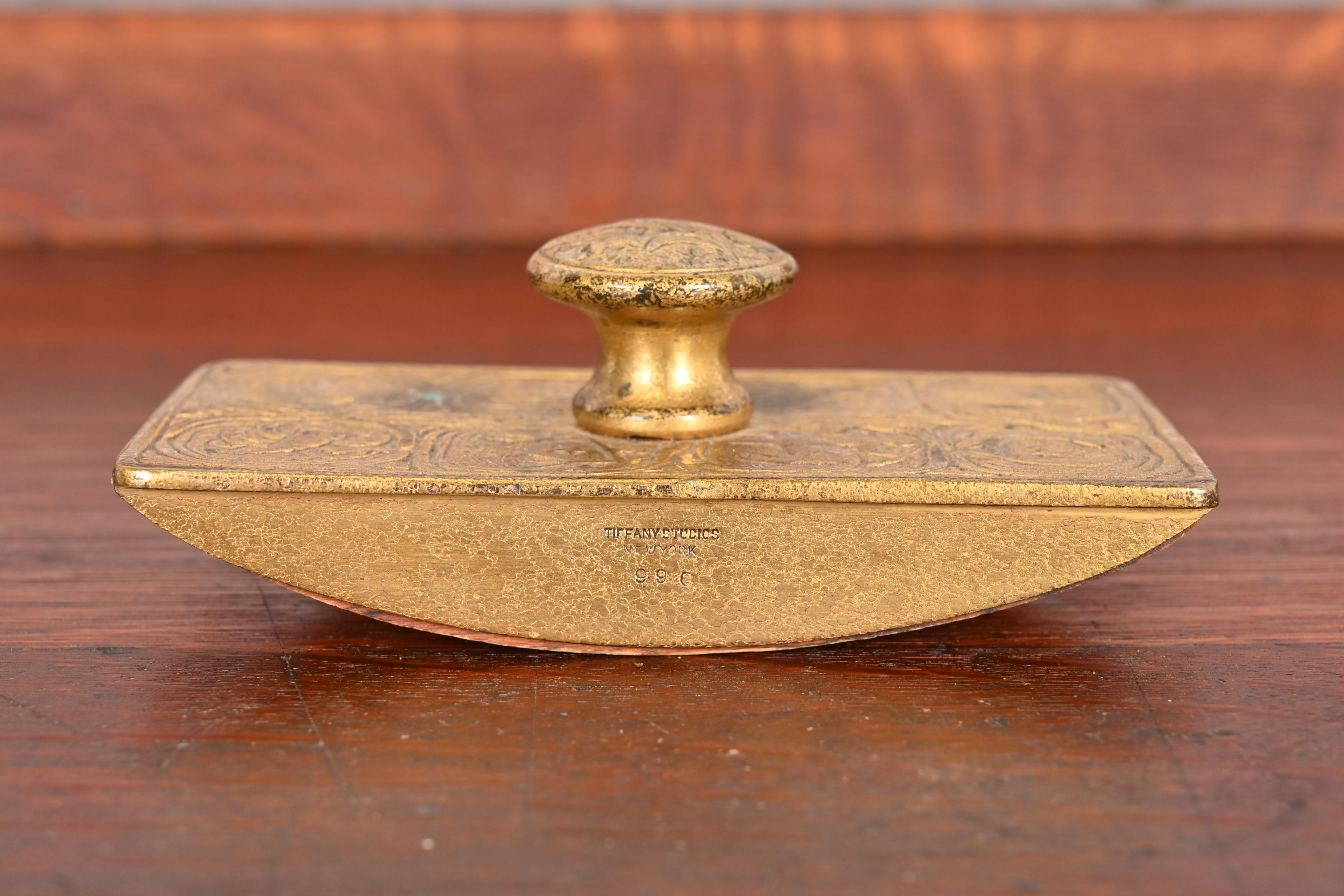 Tiffany Studios New York "Zodiac" Bronze Doré Rocker Blotter, Circa 1910 - Image 6