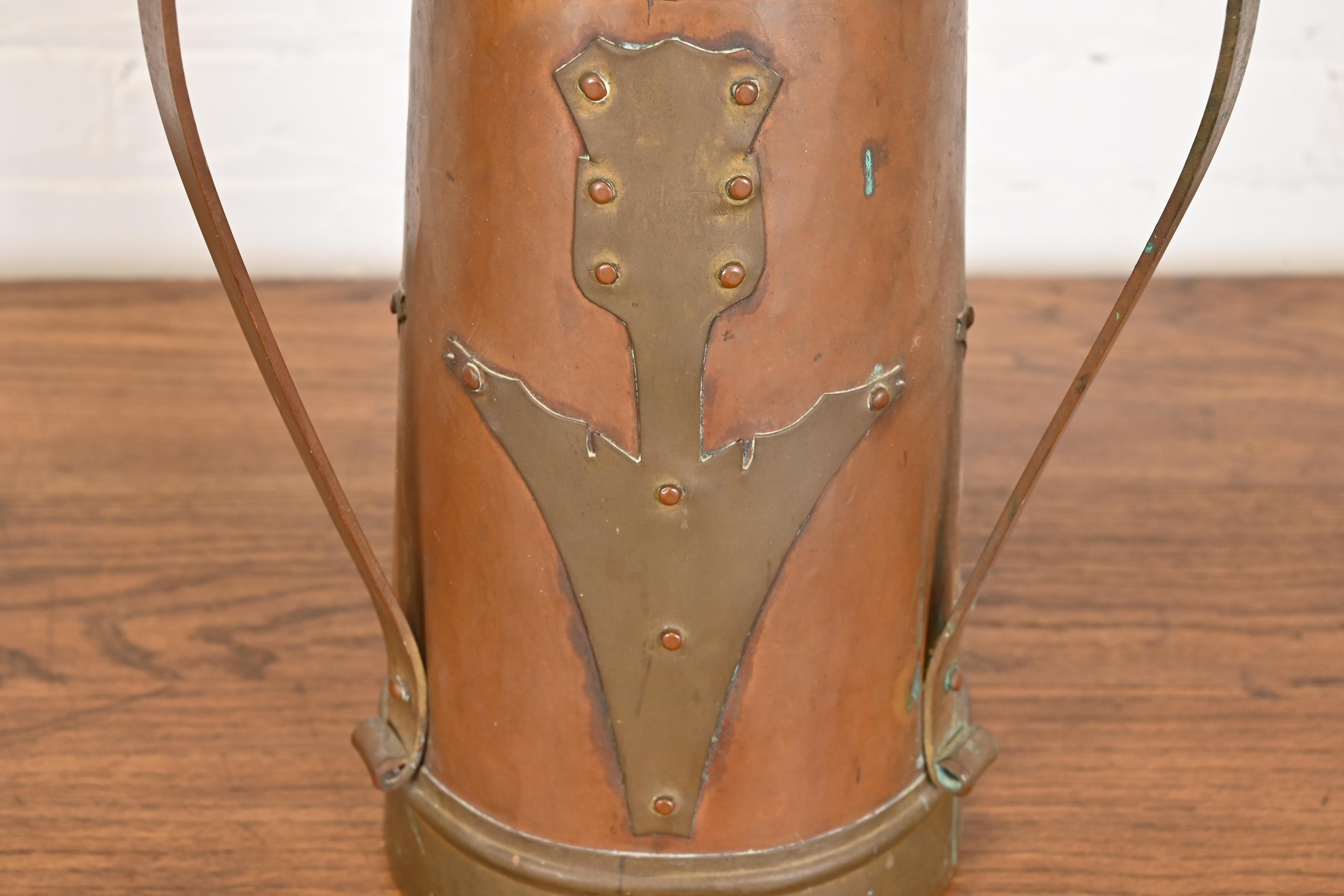 Antique Stickley Brothers Arts & Crafts Three-Handled Large Copper Vase - Image 8