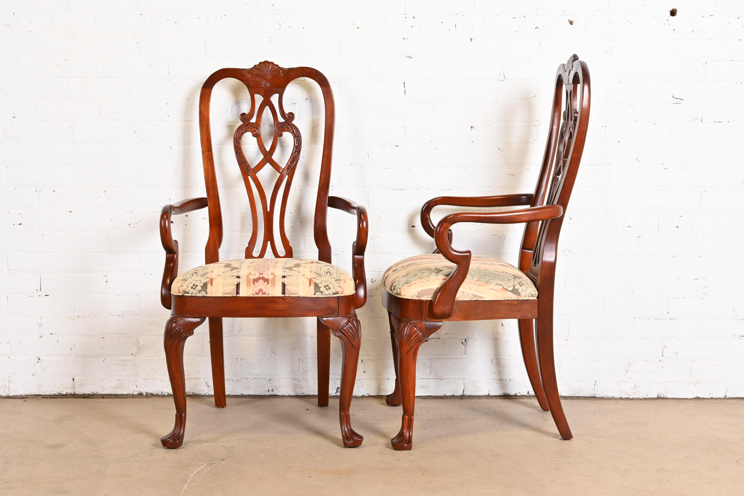 Ethan Allen Georgian Carved Mahogany Dining Chairs, Set of Eight - Image 9