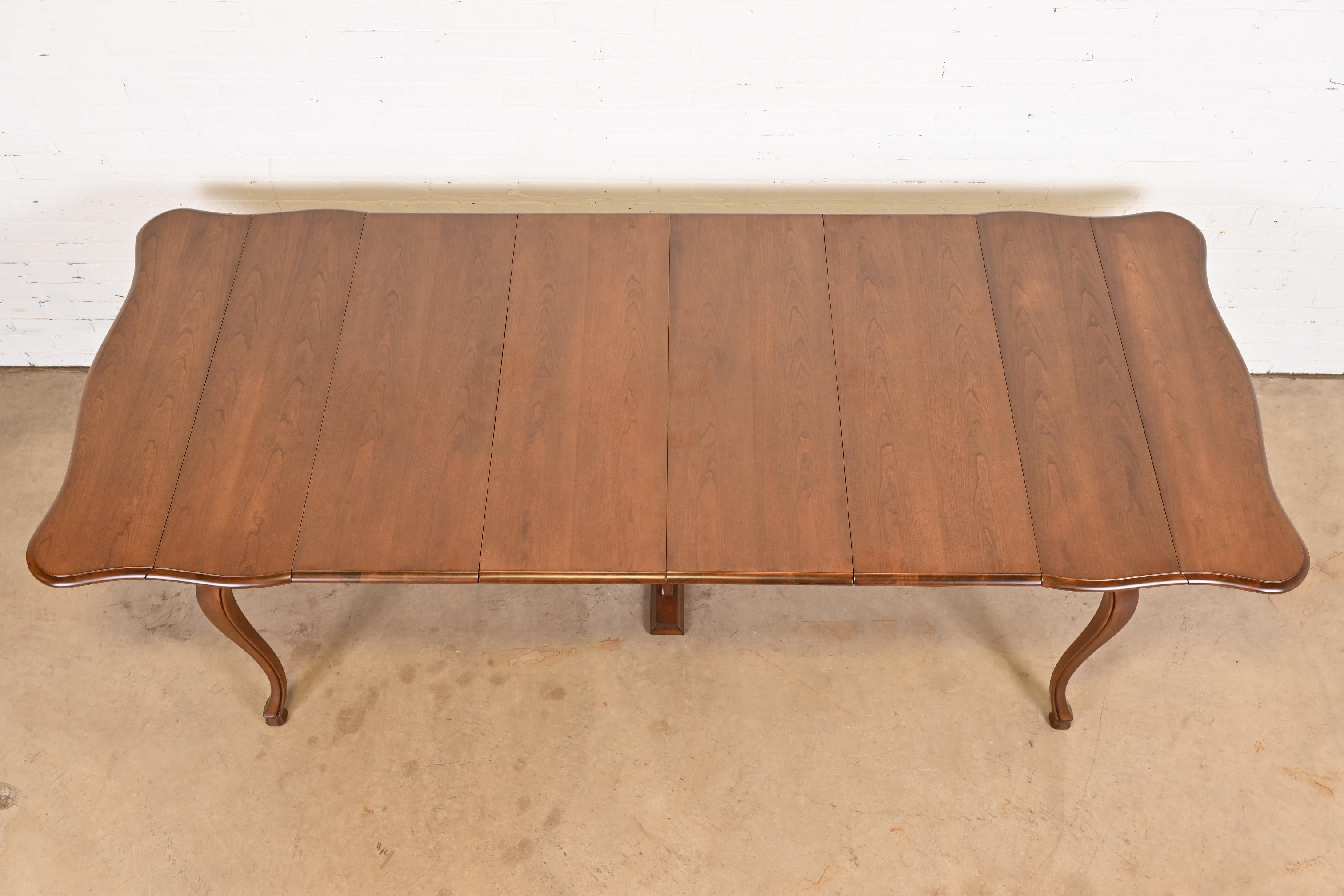 John Widdicomb French Provincial Solid Cherry Wood Extension Dining Table, Newly Refinished - Image 2