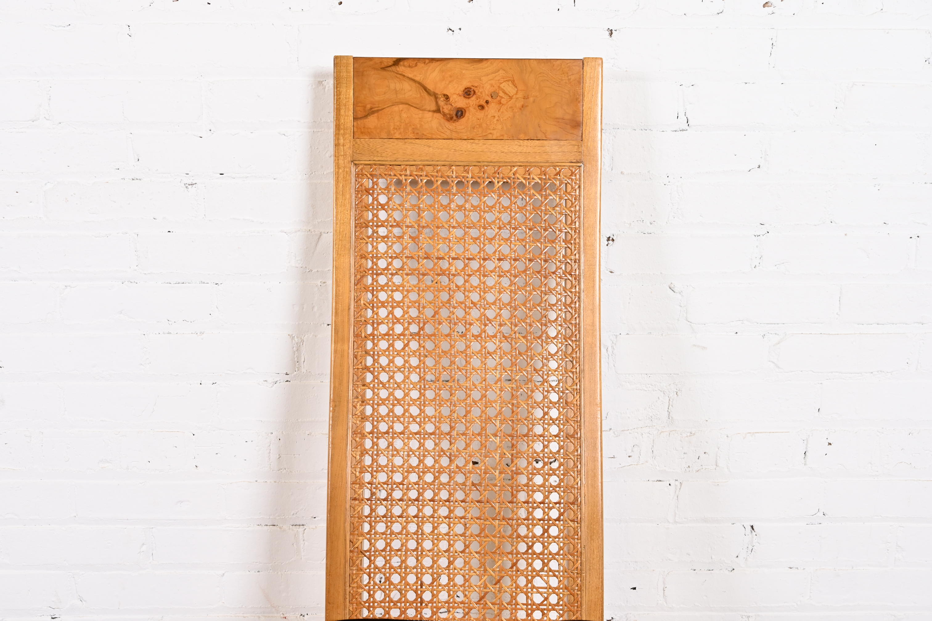 Milo Baughman Style Mid-Century Modern Burl Wood and Cane Dining Chairs by Lane, 1970s - Image 10
