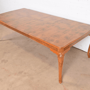 Romweber French Provincial Louis XV Burl Wood Extension Dining Table, Newly Refinished