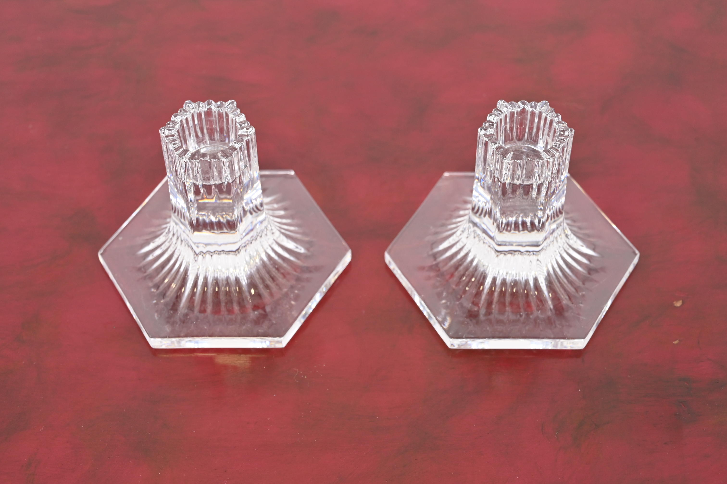 Tiffany & Co. Clear Crystal Candlesticks, Pair - Image 6