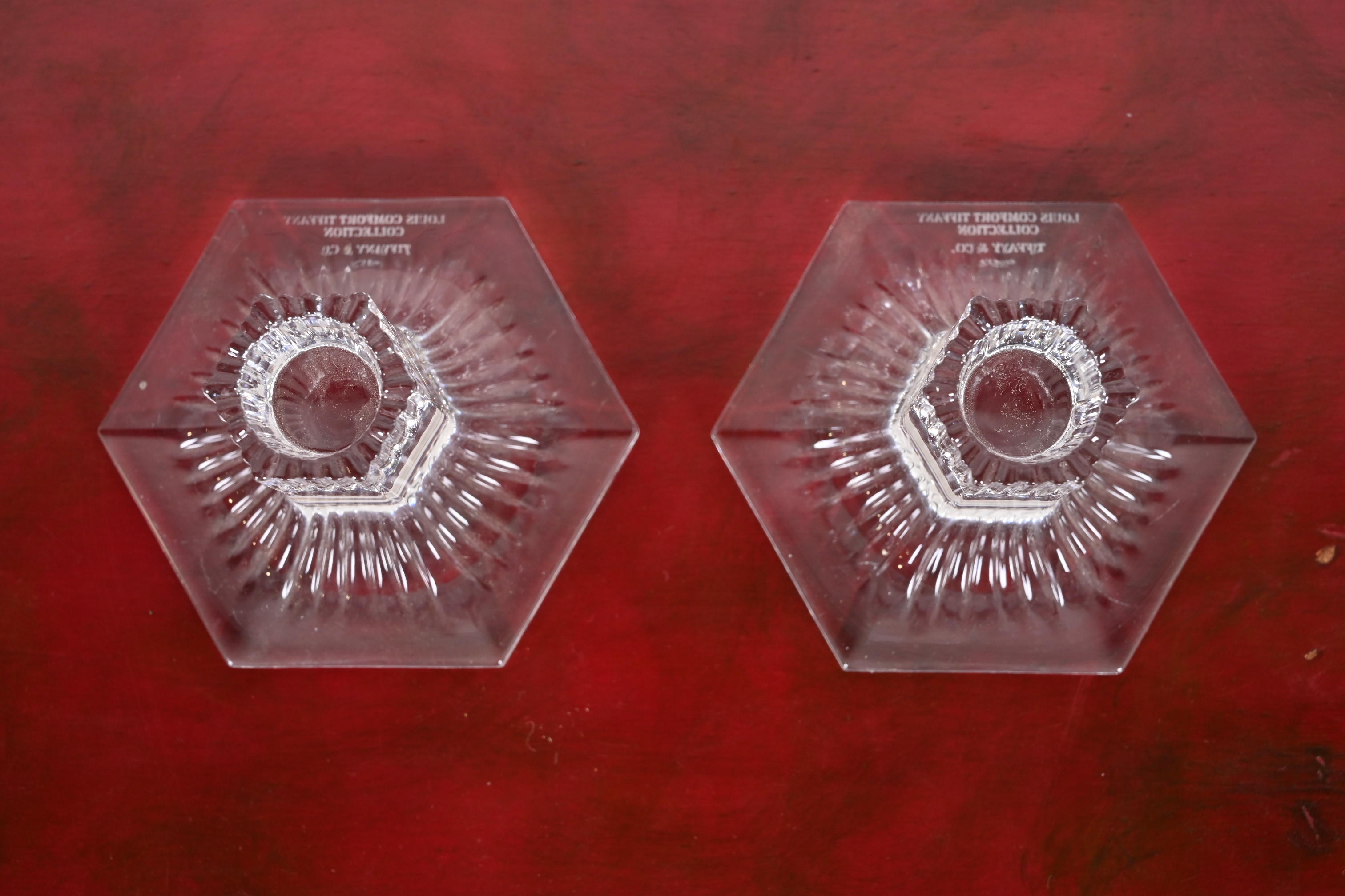 Tiffany & Co. Clear Crystal Candlesticks, Pair - Image 7