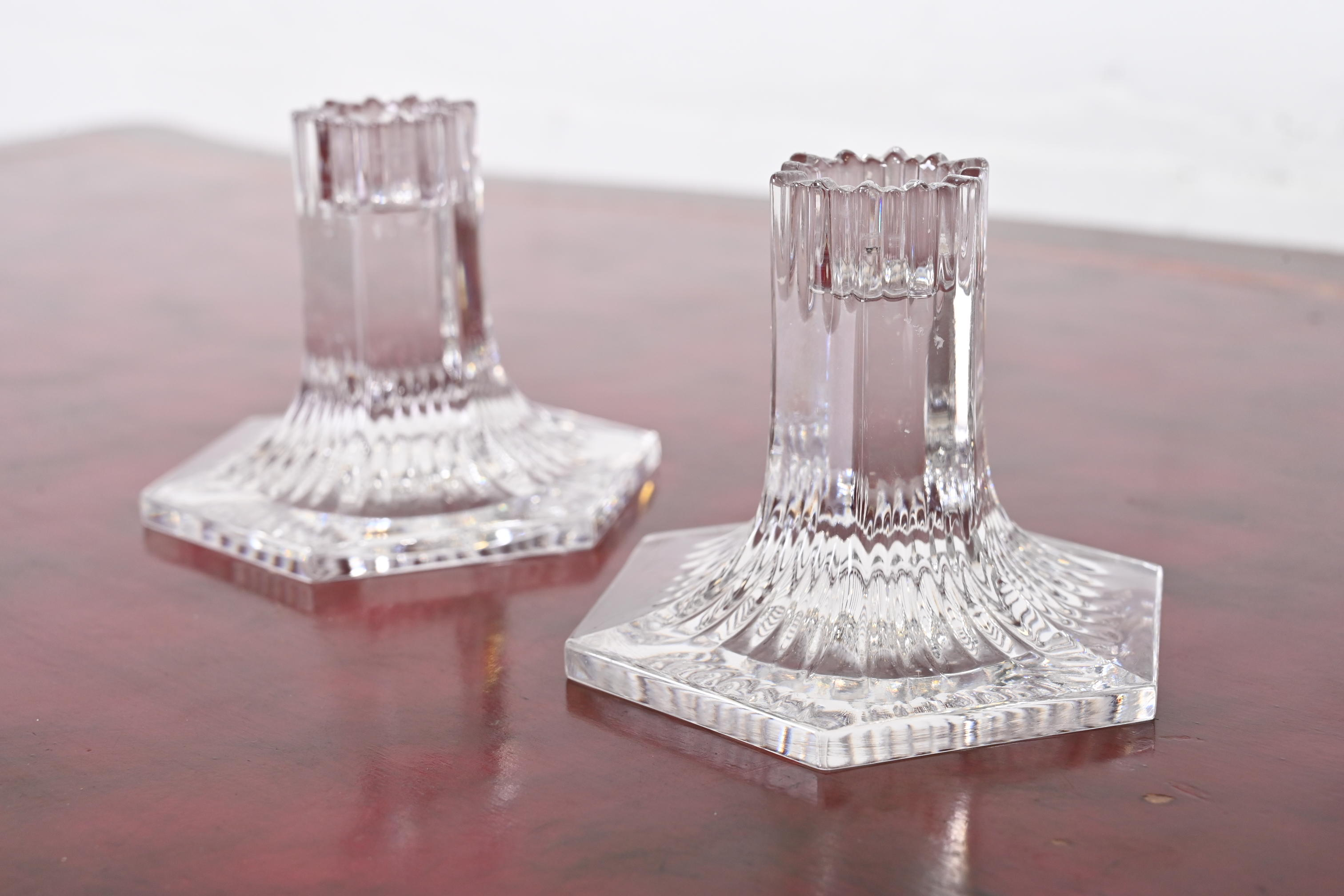 Tiffany & Co. Clear Crystal Candlesticks, Pair - Image 2