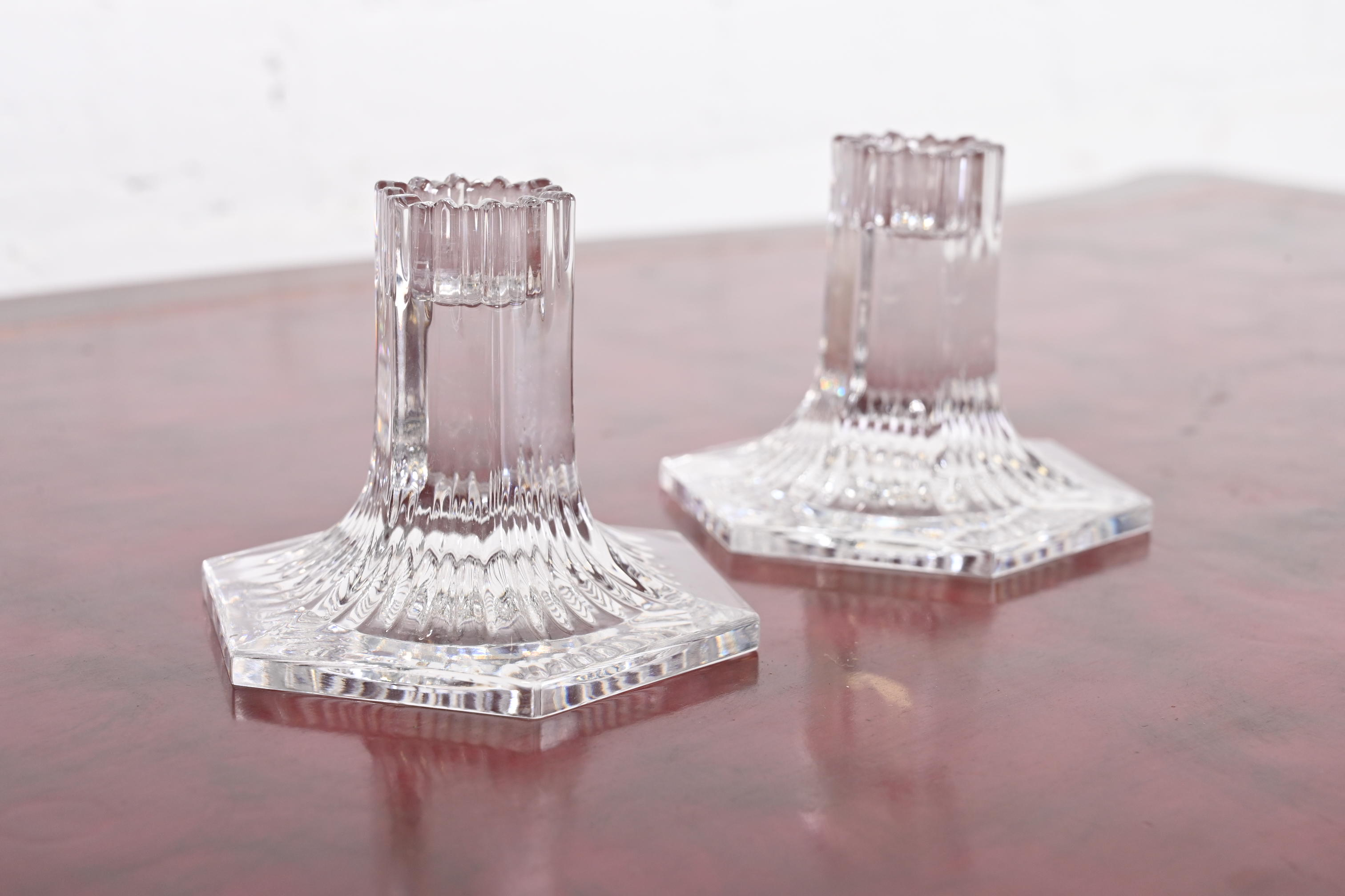 Tiffany & Co. Clear Crystal Candlesticks, Pair - Image 4