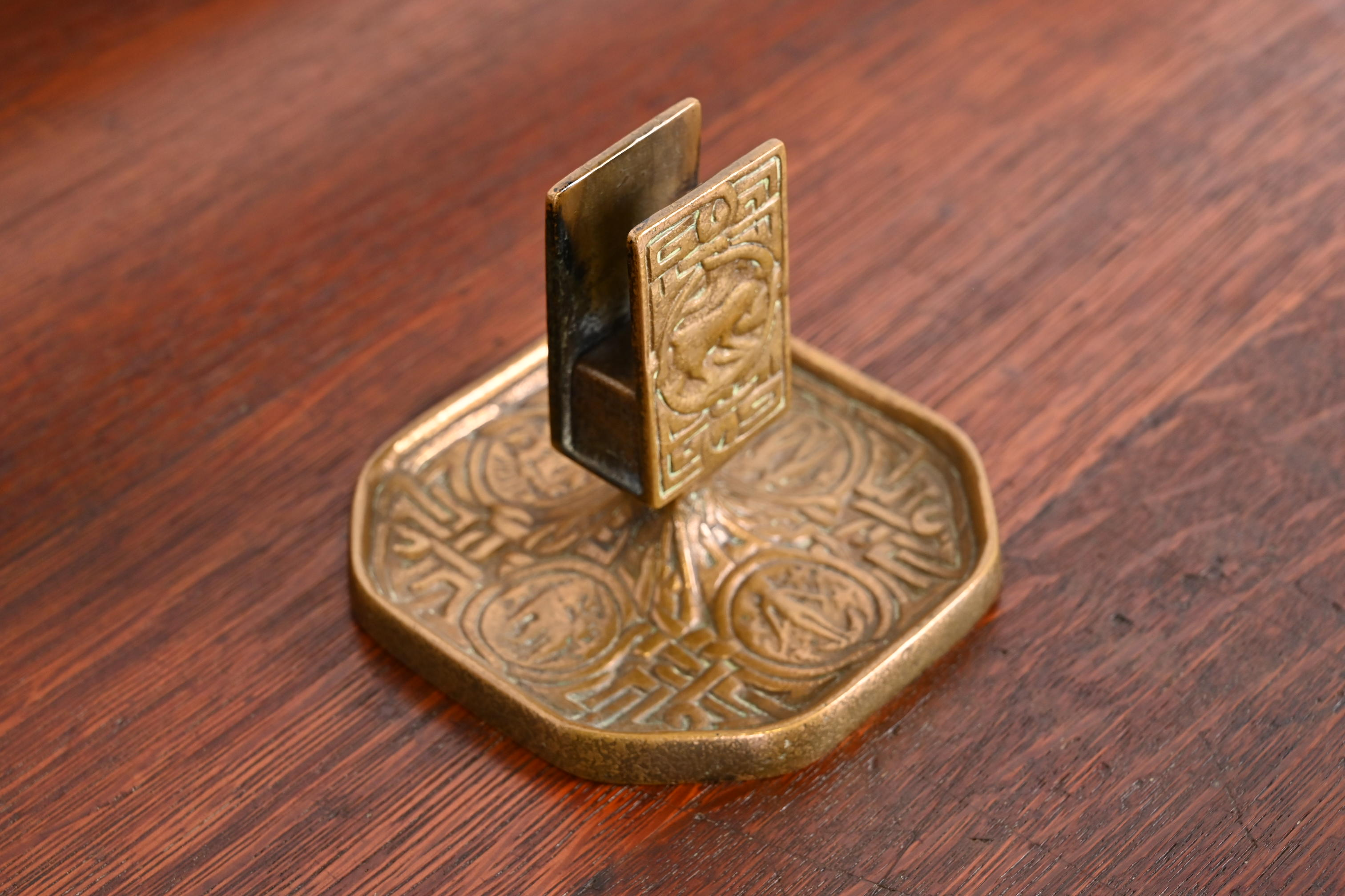 Tiffany Studios New York Zodiac Bronze Doré Match Box Holder - Image 5