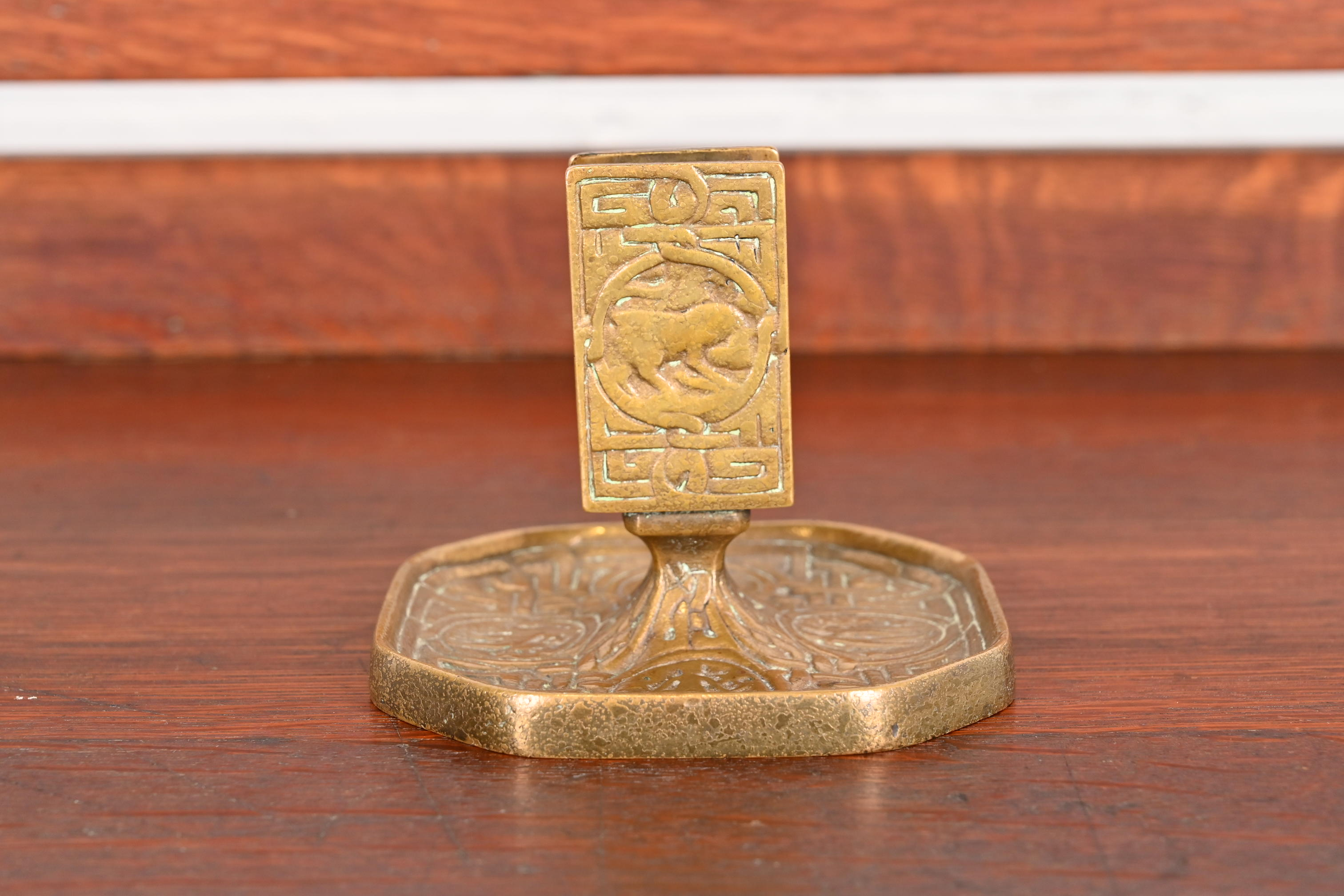 Tiffany Studios New York Zodiac Bronze Doré Match Box Holder - Image 8