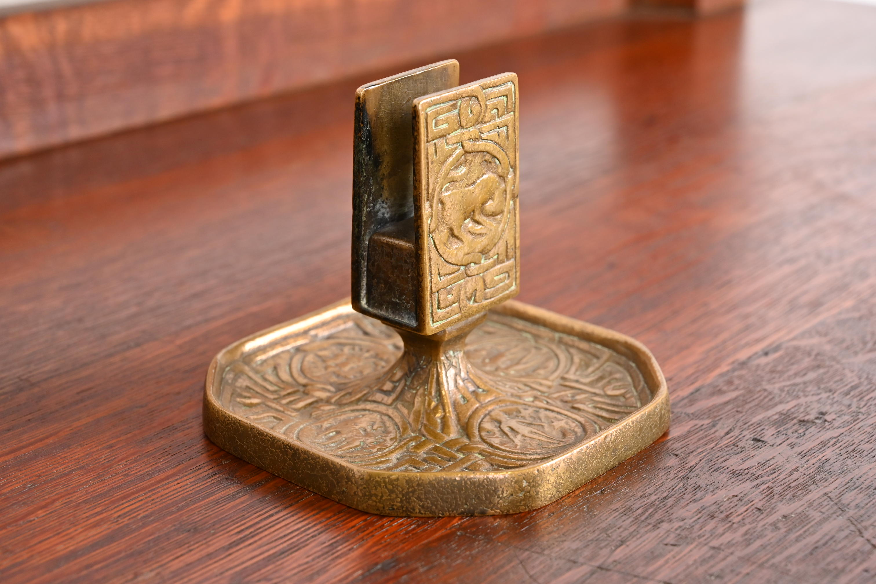 Tiffany Studios New York Zodiac Bronze Doré Match Box Holder - Image 6