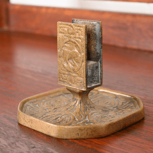 Tiffany Studios New York Zodiac Bronze Doré Match Box Holder