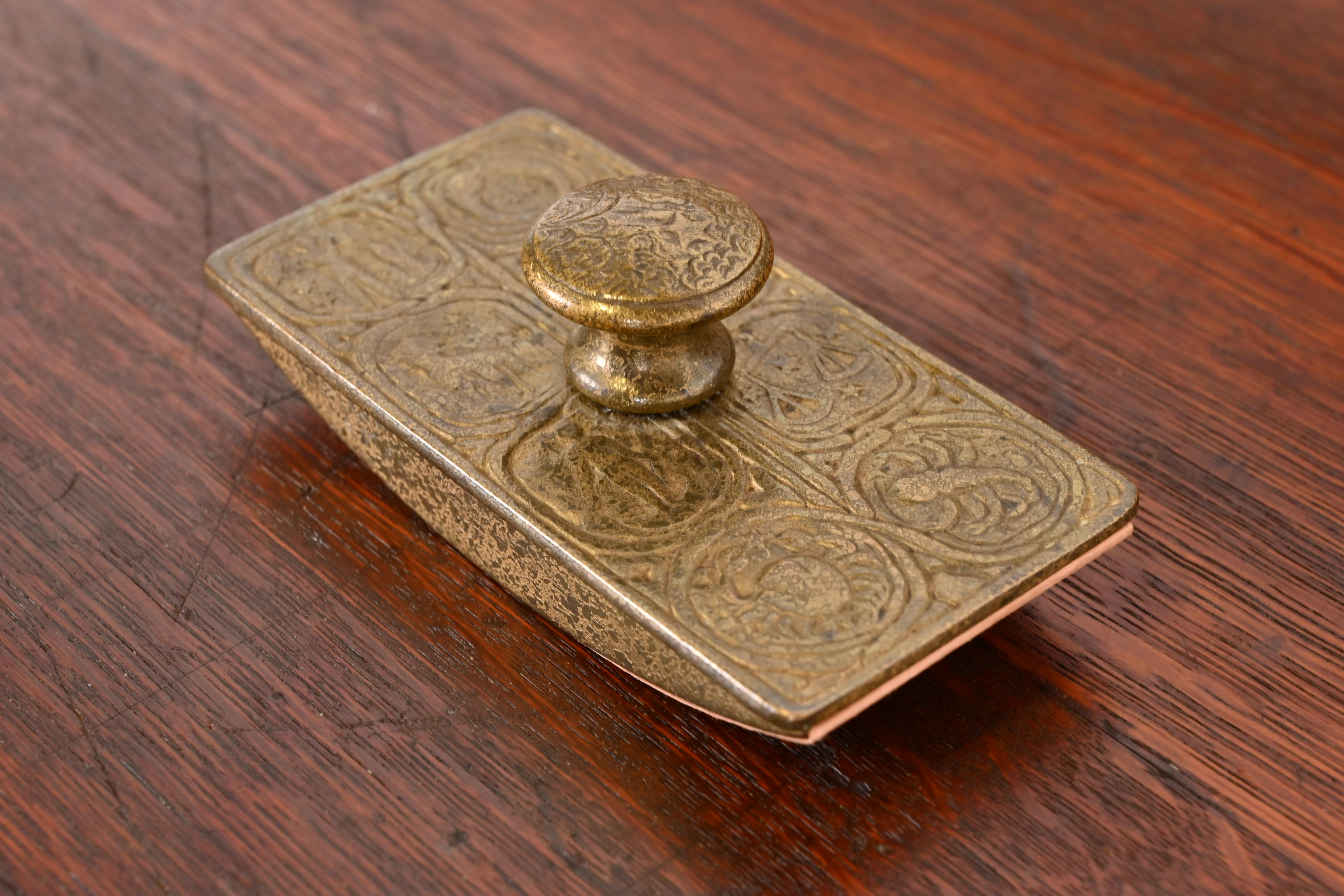 Tiffany Studios New York Zodiac Bronze Doré Rocker Blotter