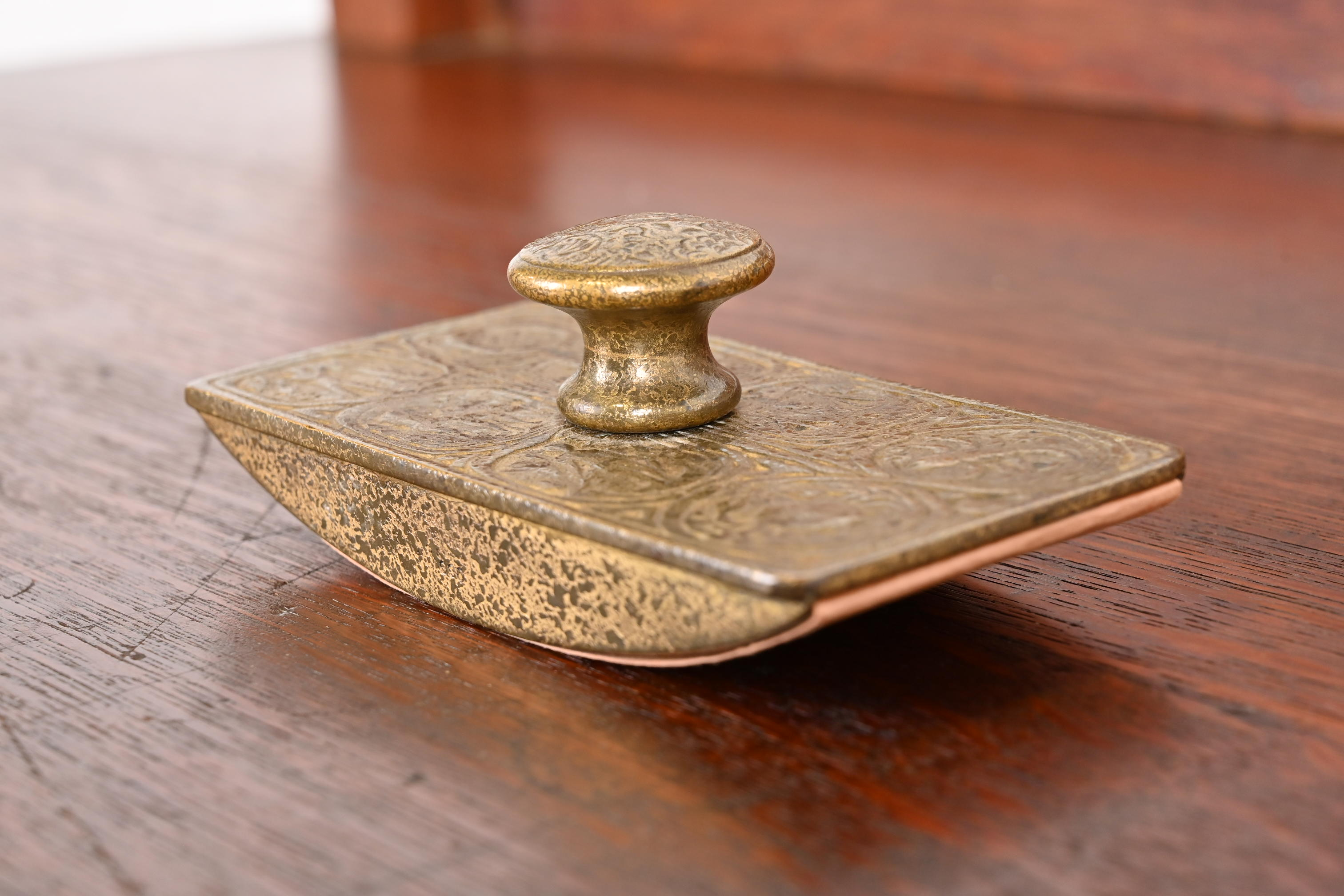 Tiffany Studios New York Zodiac Bronze Doré Rocker Blotter - Image 2
