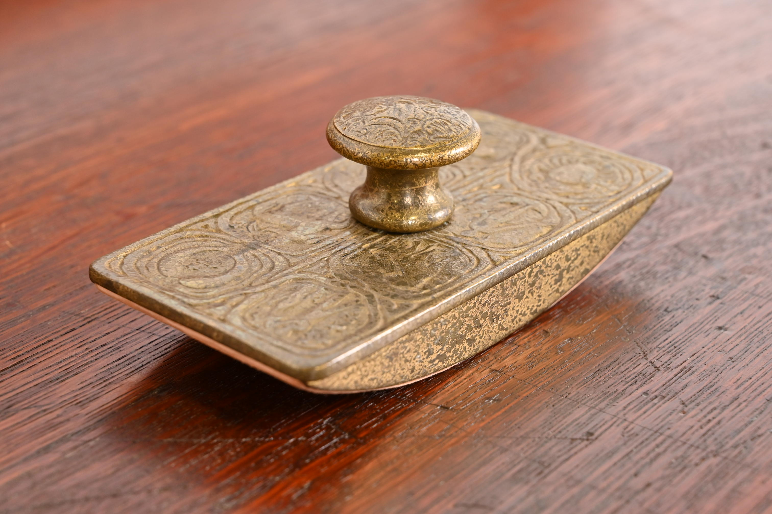 Tiffany Studios New York Zodiac Bronze Doré Rocker Blotter - Image 4