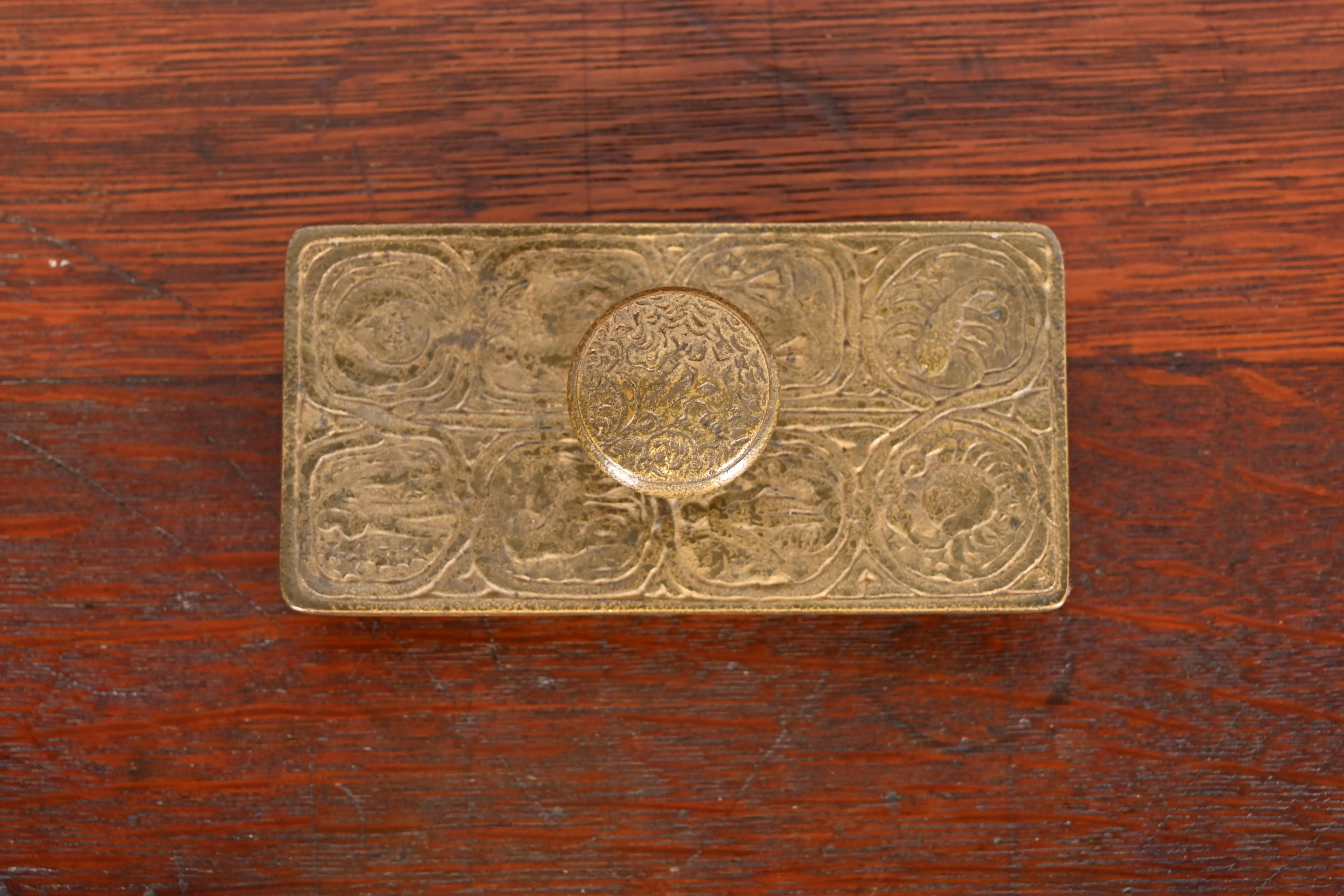 Tiffany Studios New York Zodiac Bronze Doré Rocker Blotter - Image 6