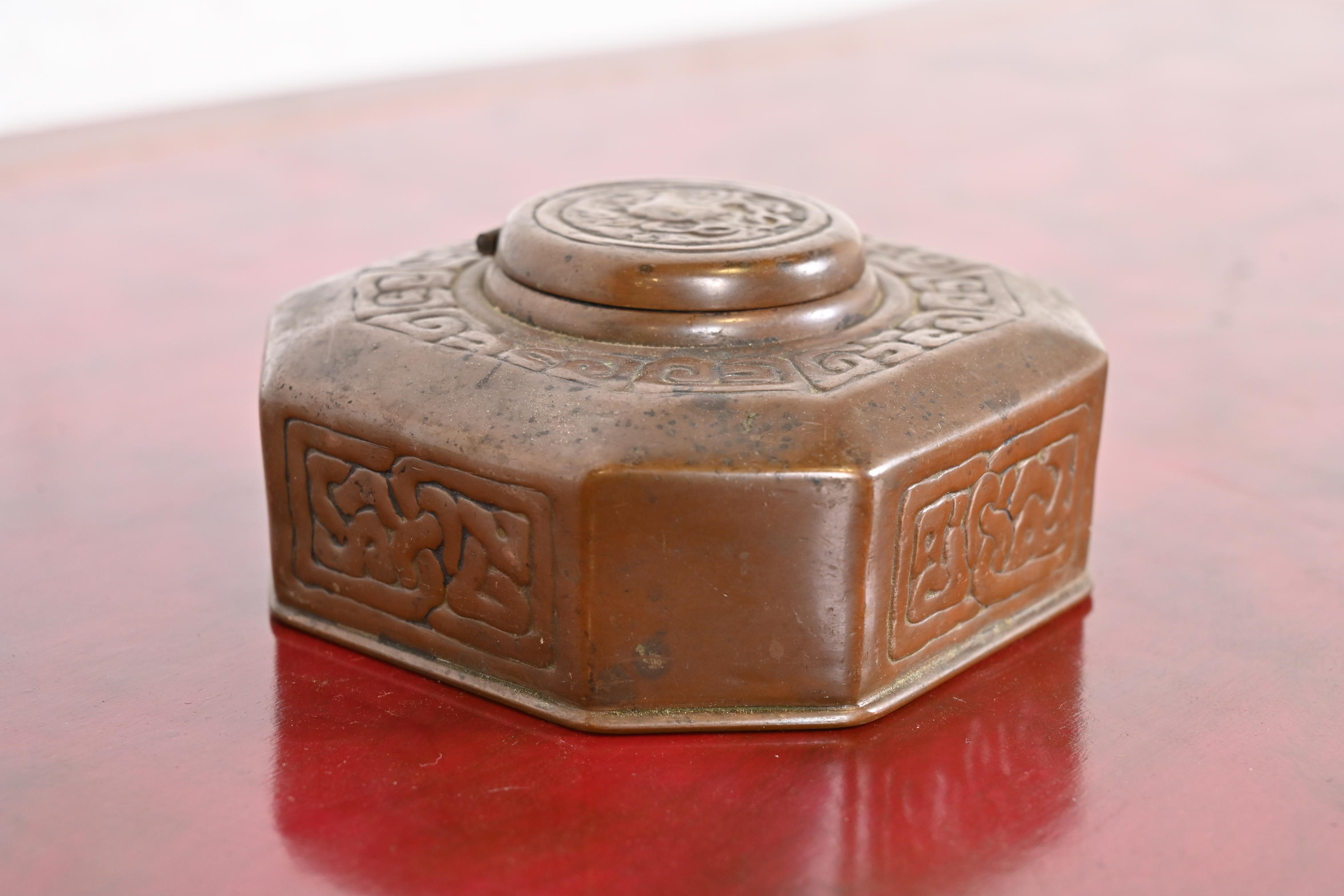 Tiffany Studios New York Zodiac Bronze Inkwell - Image 6