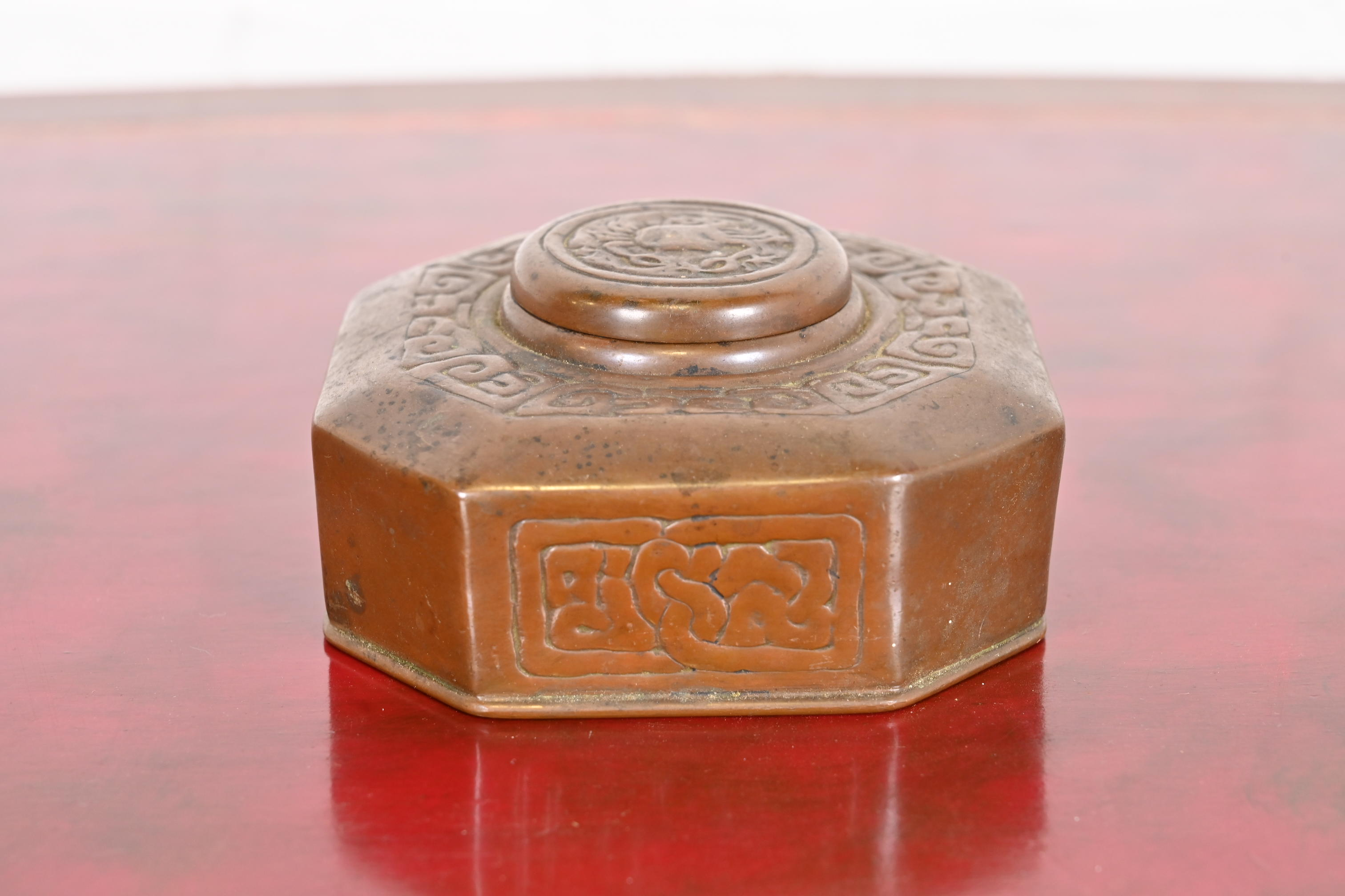 Tiffany Studios New York Zodiac Bronze Inkwell - Image 2
