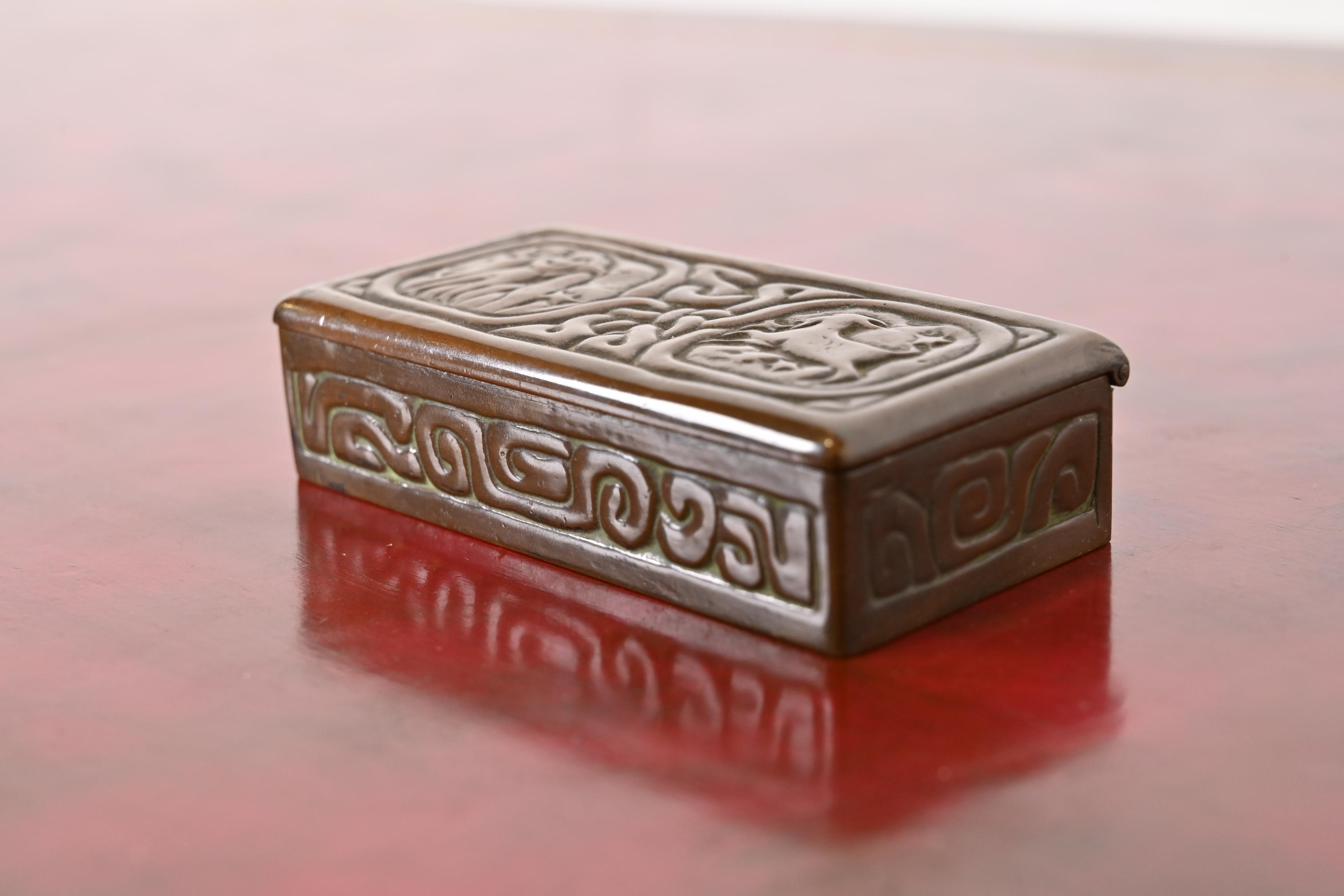 Tiffany Studios New York Zodiac Bronze Stamp Box - Image 4