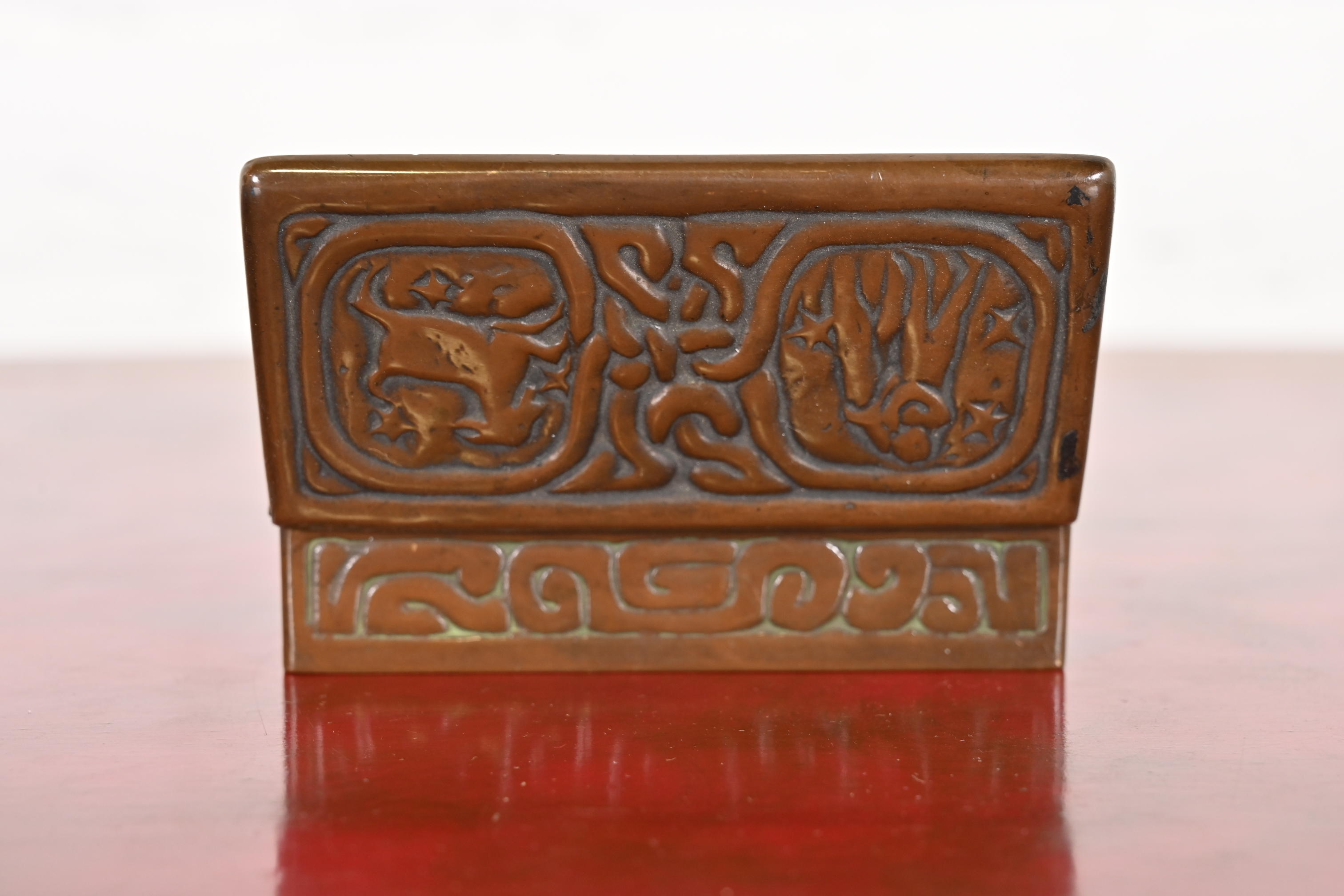 Tiffany Studios New York Zodiac Bronze Stamp Box - Image 9