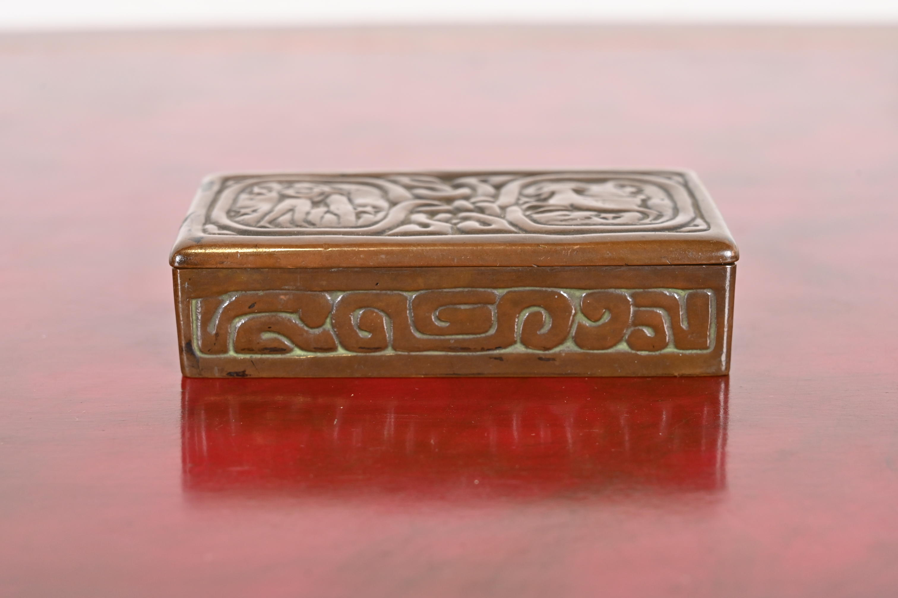 Tiffany Studios New York Zodiac Bronze Stamp Box - Image 3