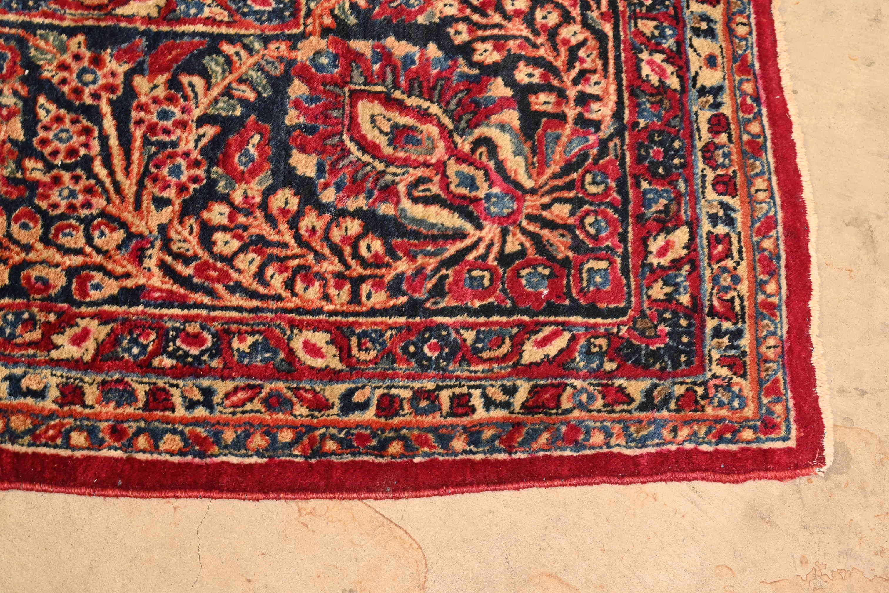 Antique Hand-Knotted Persian Sarouk Large Room Size Wool Rug, Circa 1930s - Image 5